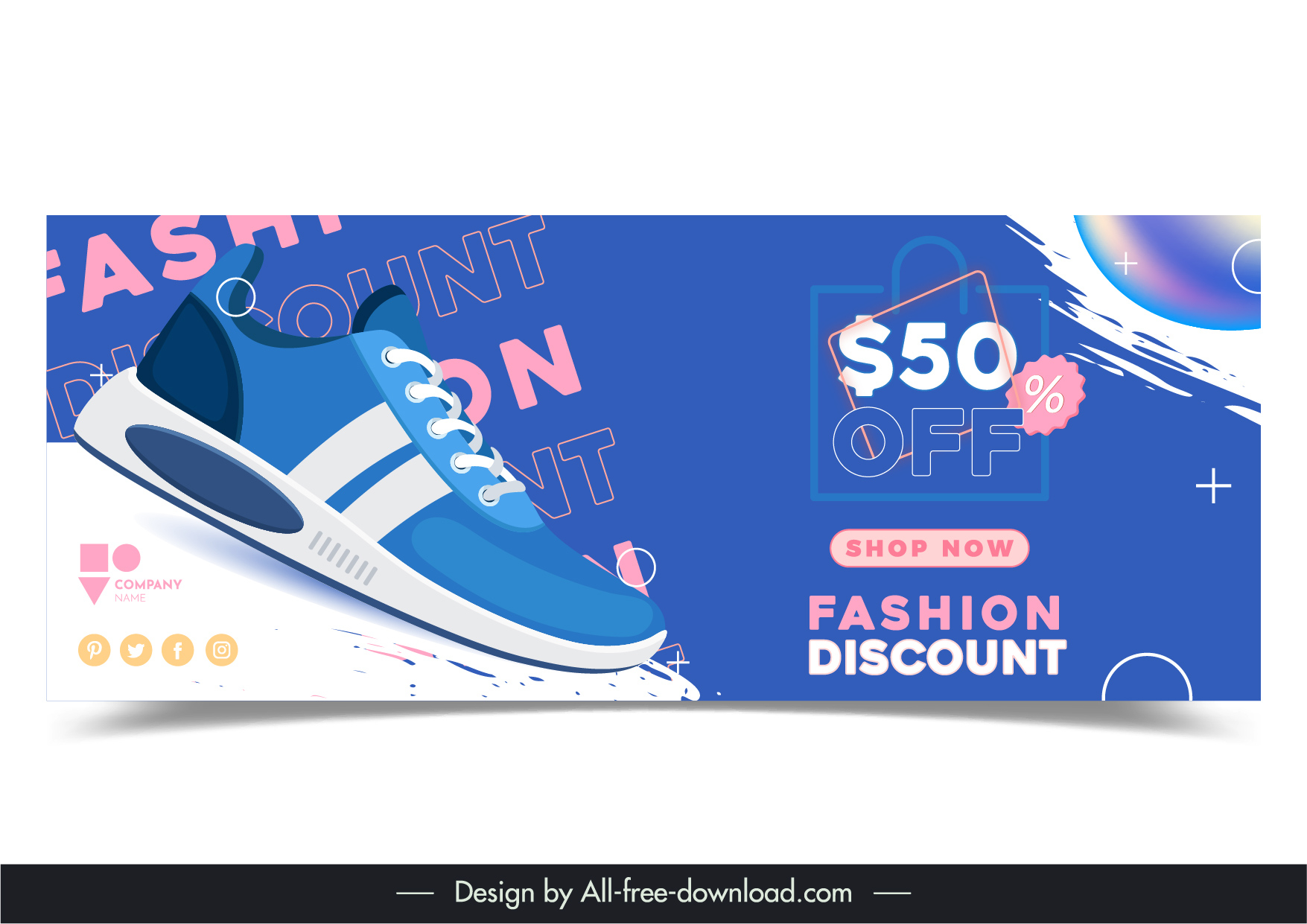 fashion discount banner template elegant modern shoe design 