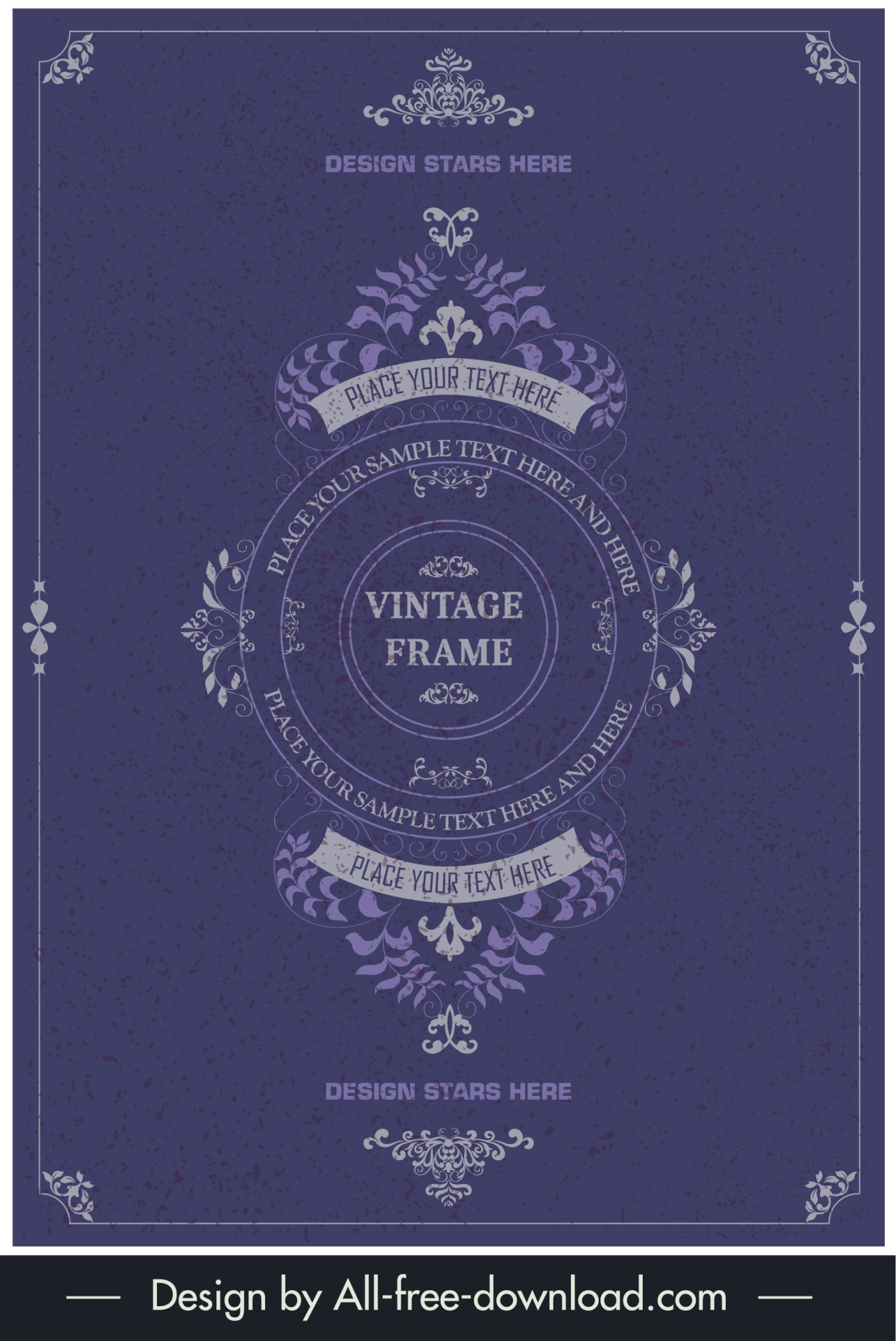 document cover template purple vintage frames decor 