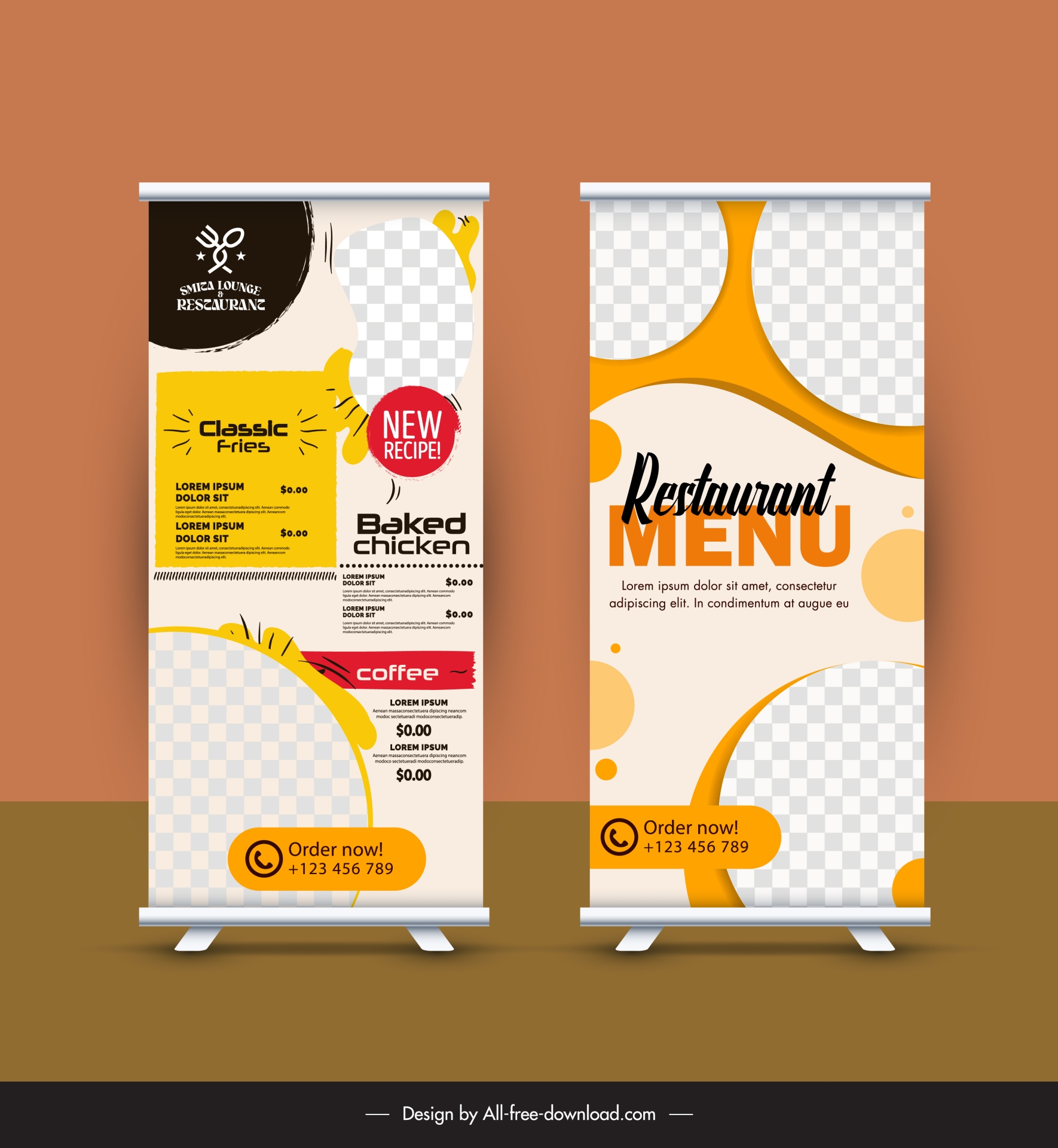  restaurant food menu template vertical checkered decor