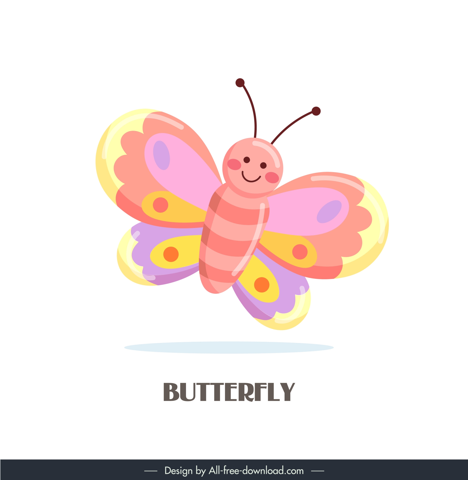 nature design elements cute cartoon butterfly 