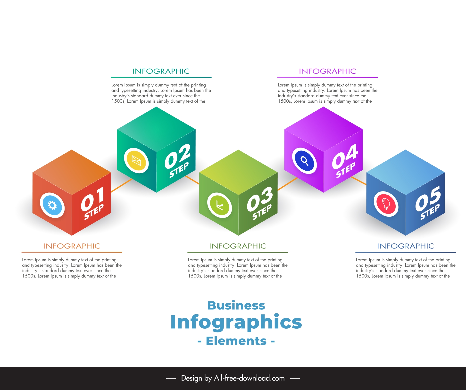 boxs infographic banner template modern 3d cubes