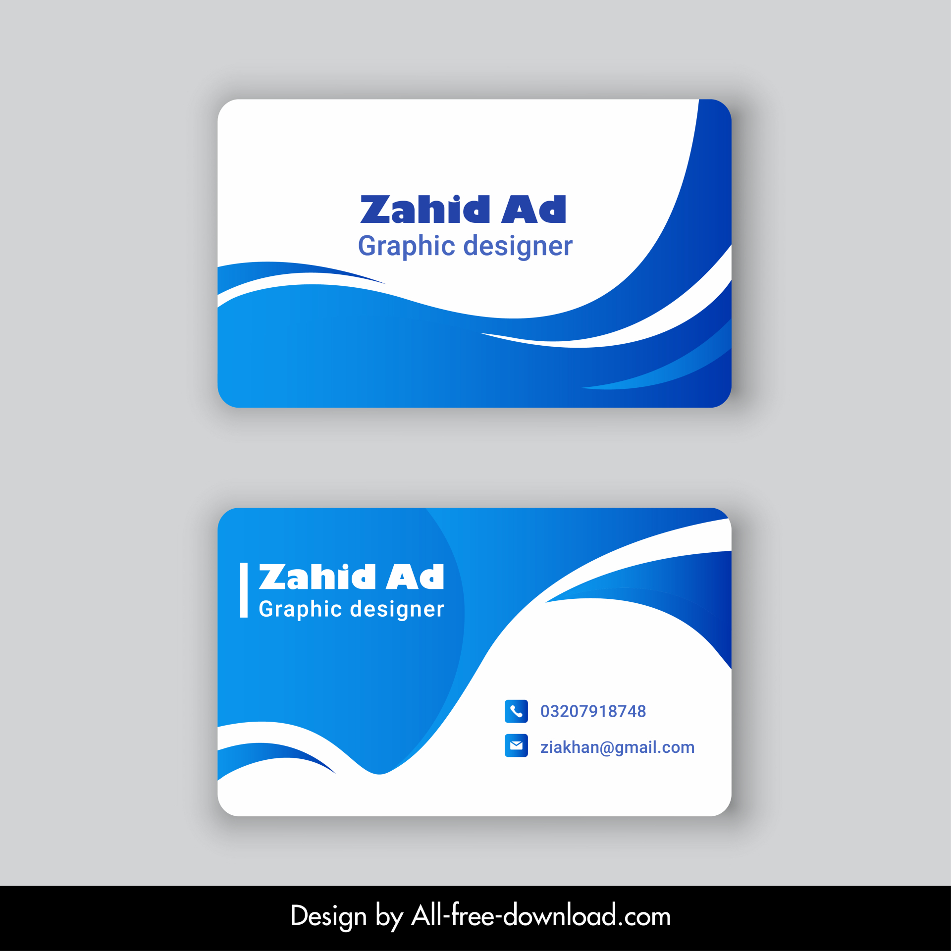 bussiness card zahid ad template elegant flat curves