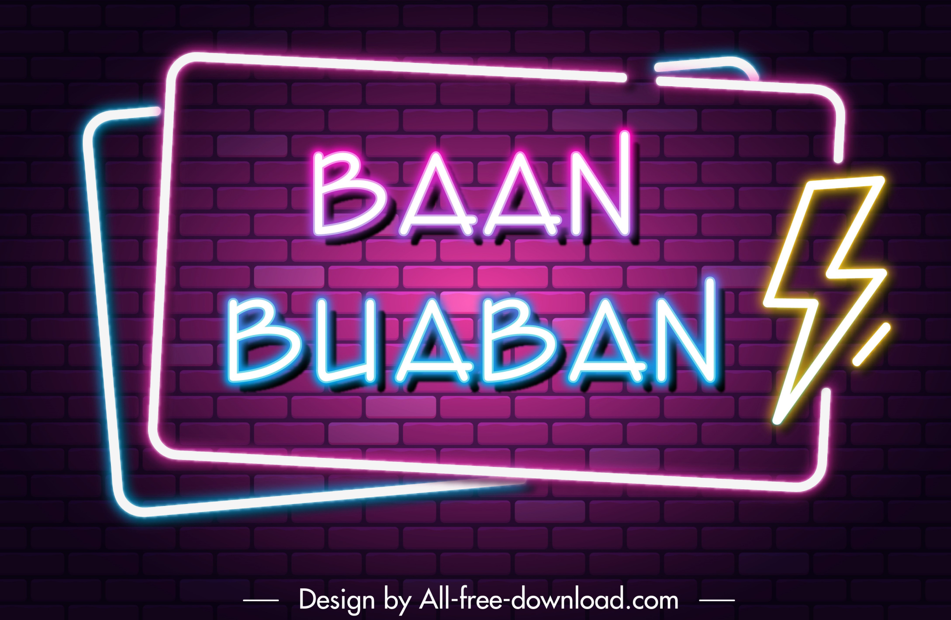  baan buaban neon sign template shiny texts thunderbolt decor