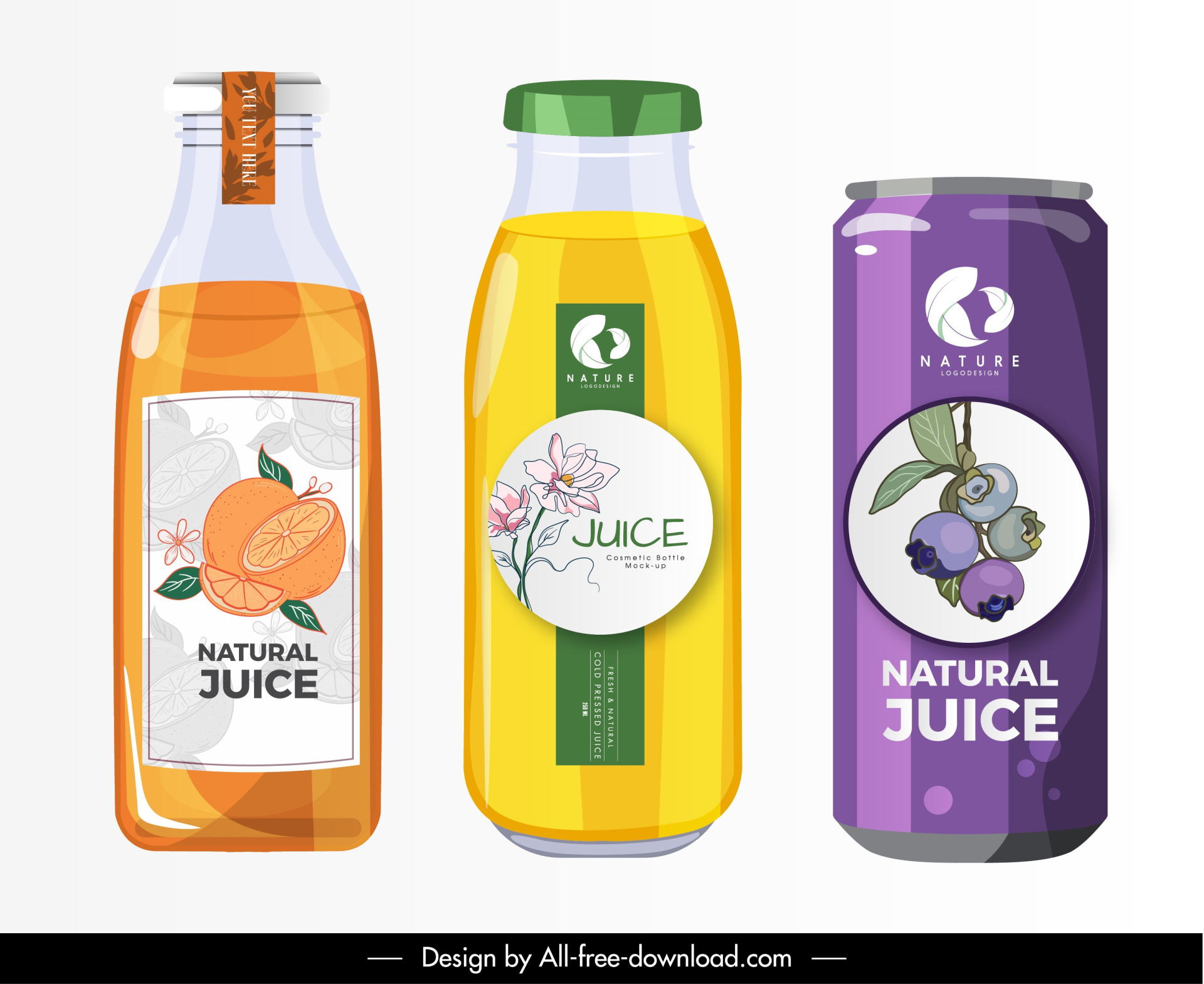 fruit juice labels template elegant flat handdrawn decor