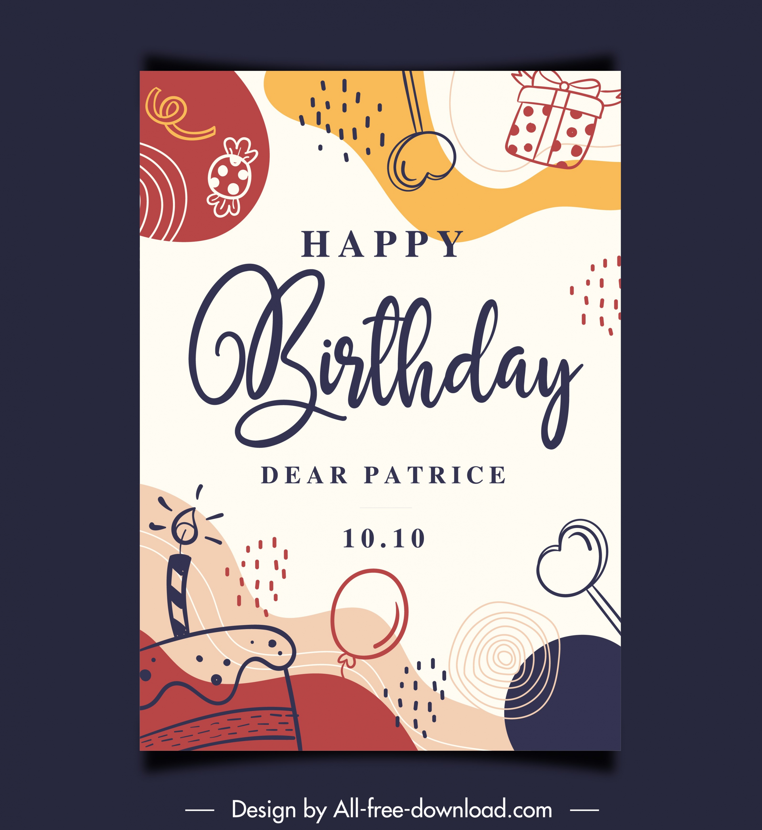 birthday banner flat handdrawn symbols sketch