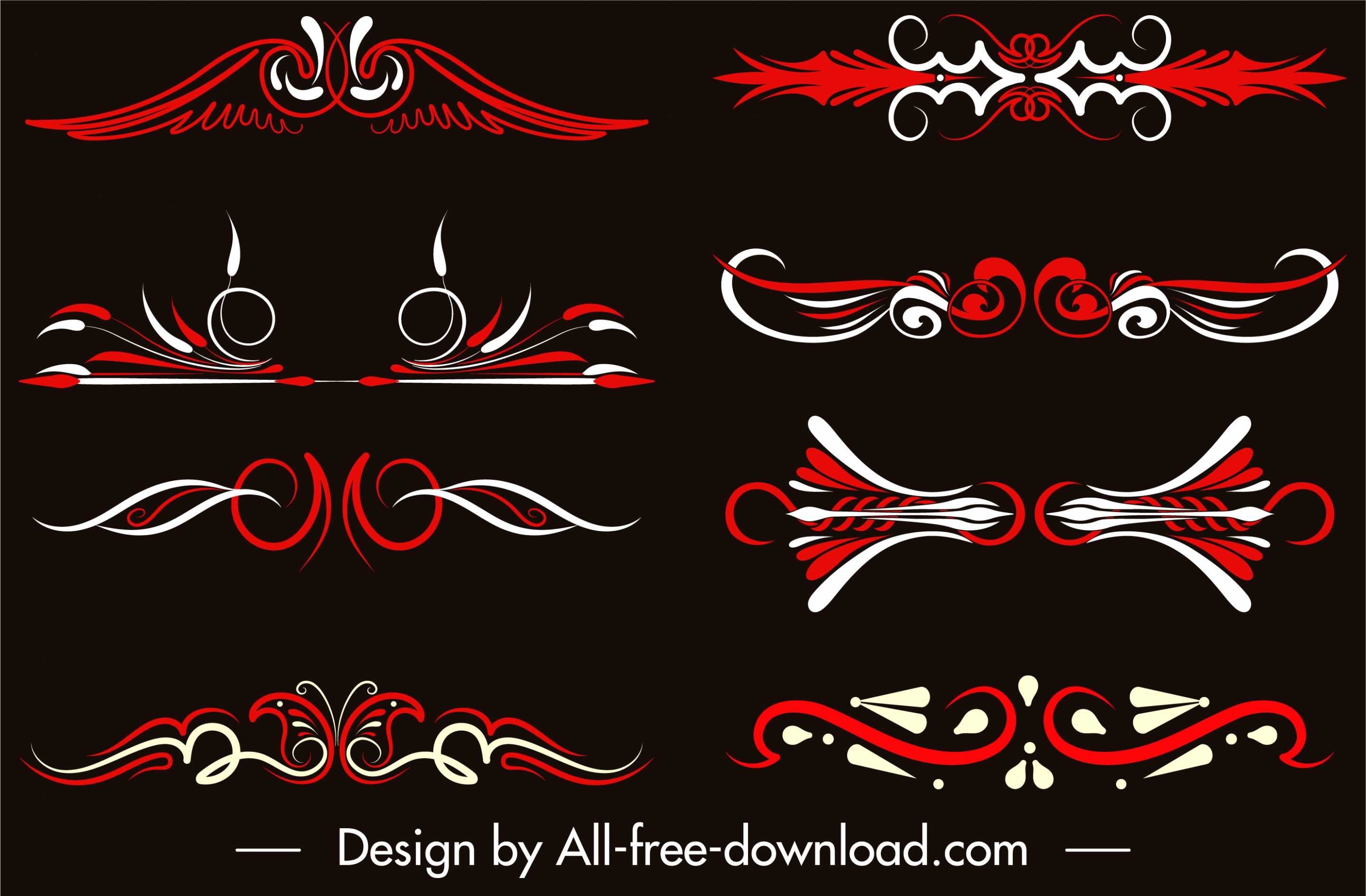 document decorative elements elegant symmetric curves shapes