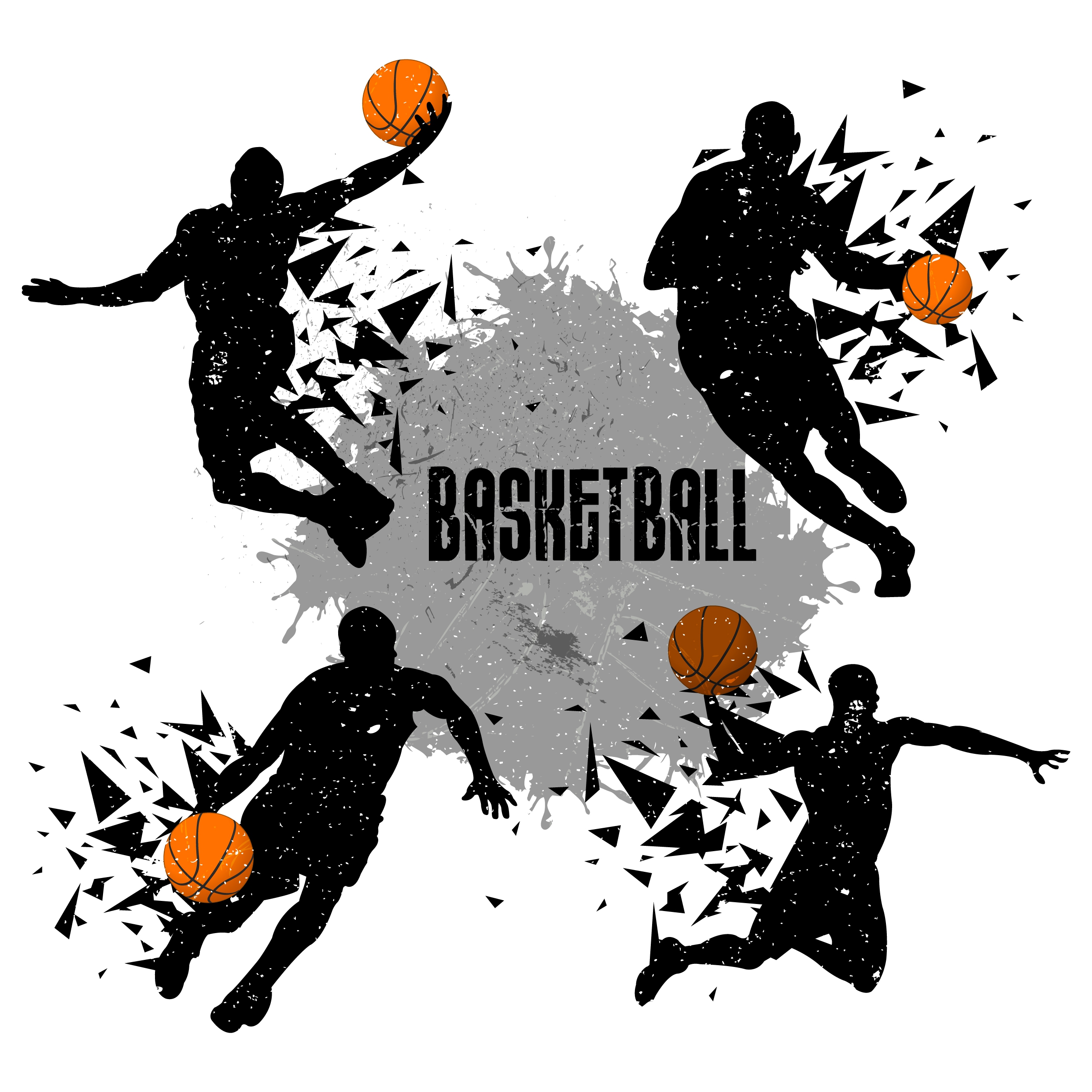 basketball player icons silhouette explosive design