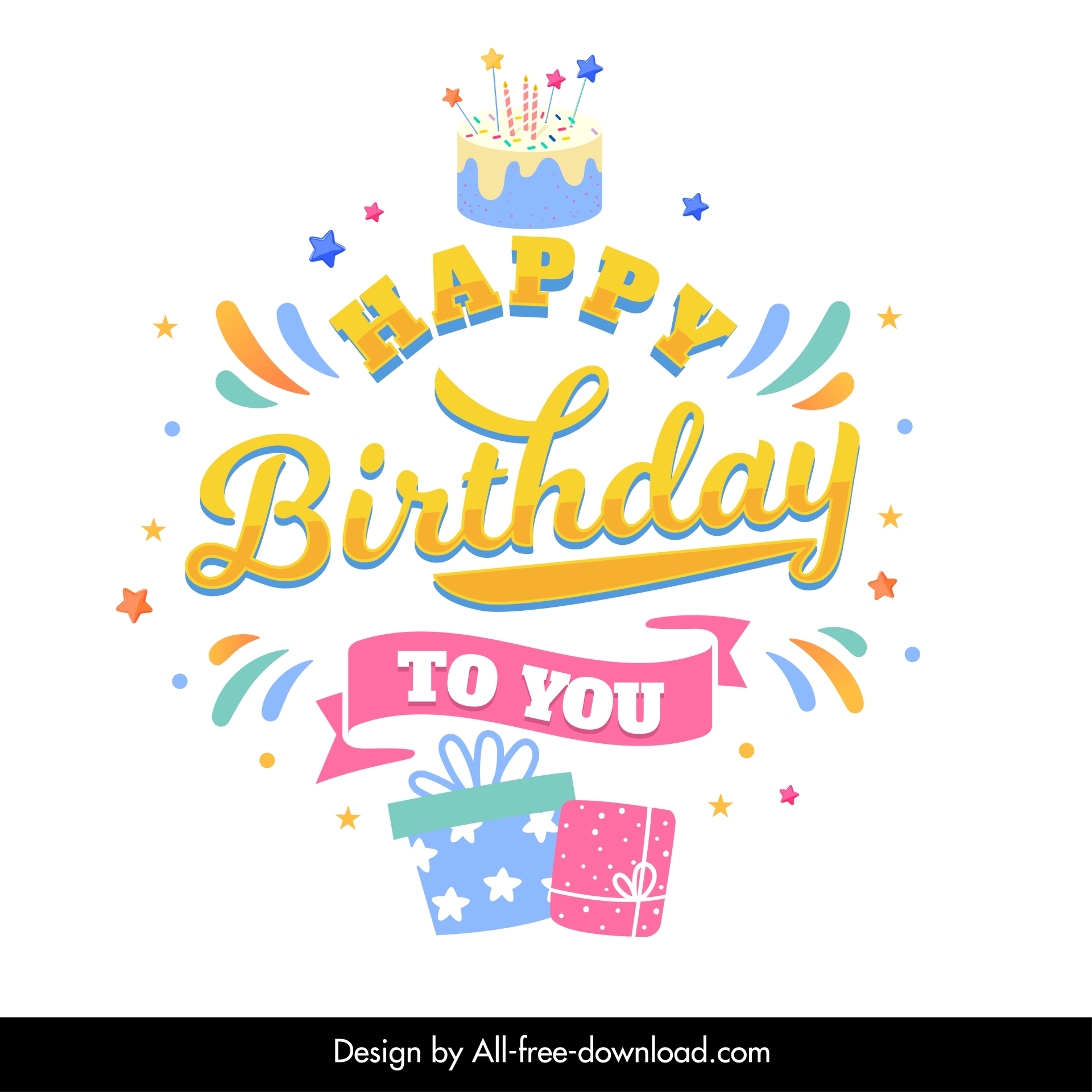 birthday typography design elements dynamic flat  