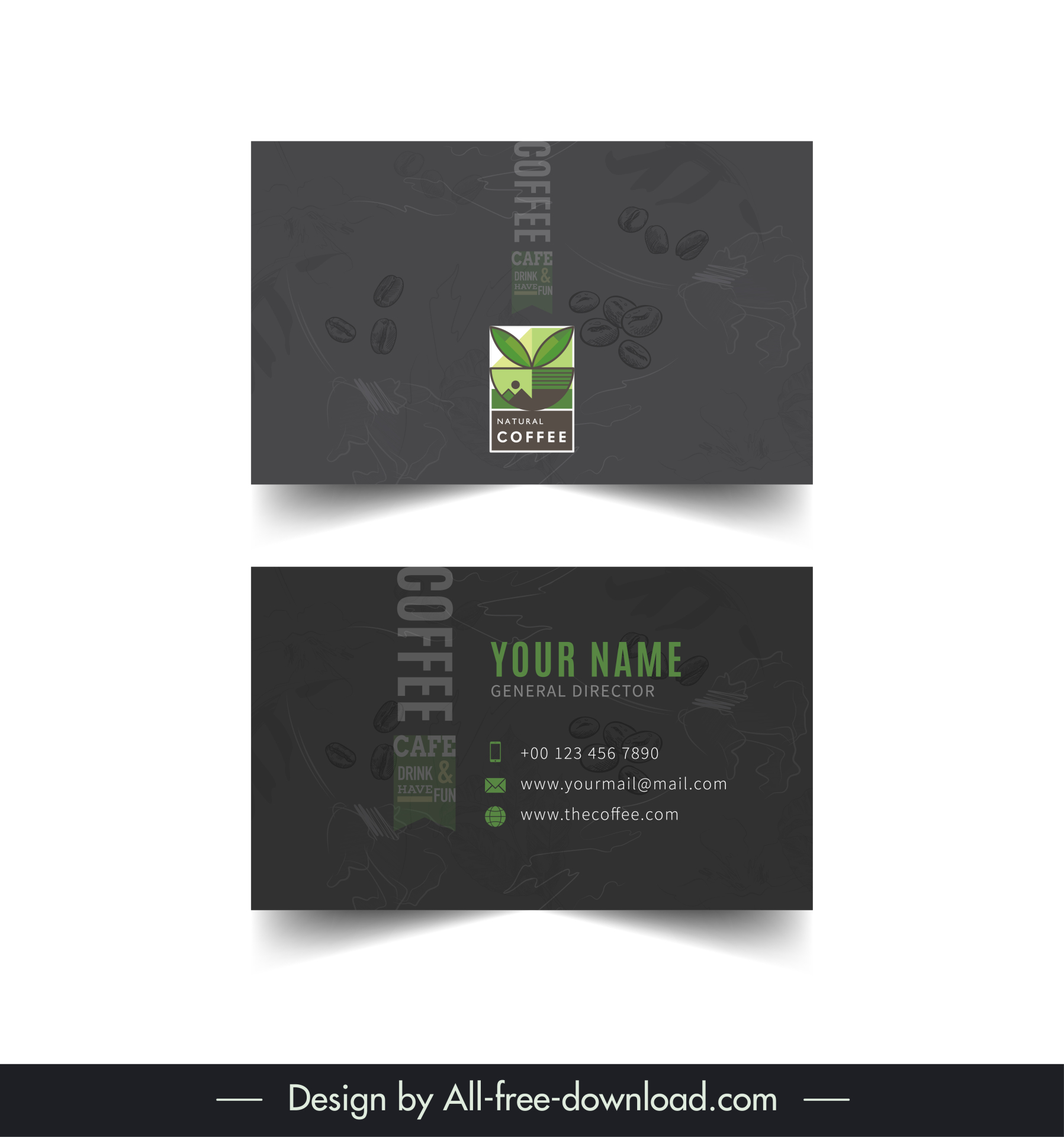 coffee business card template dark coffee beans decor