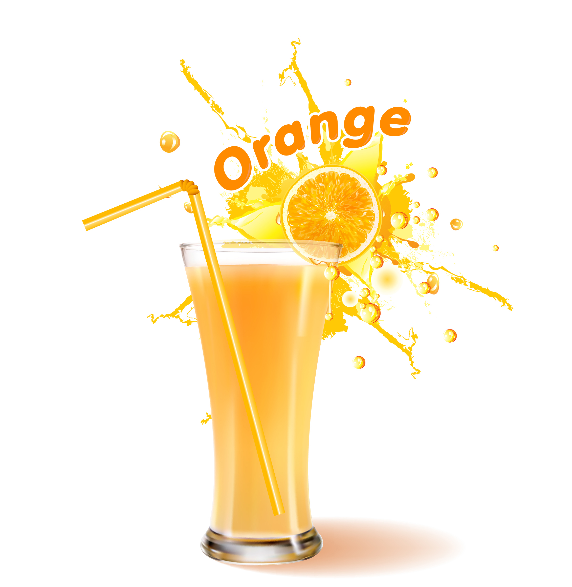 realistic orange juice glass vector illustration