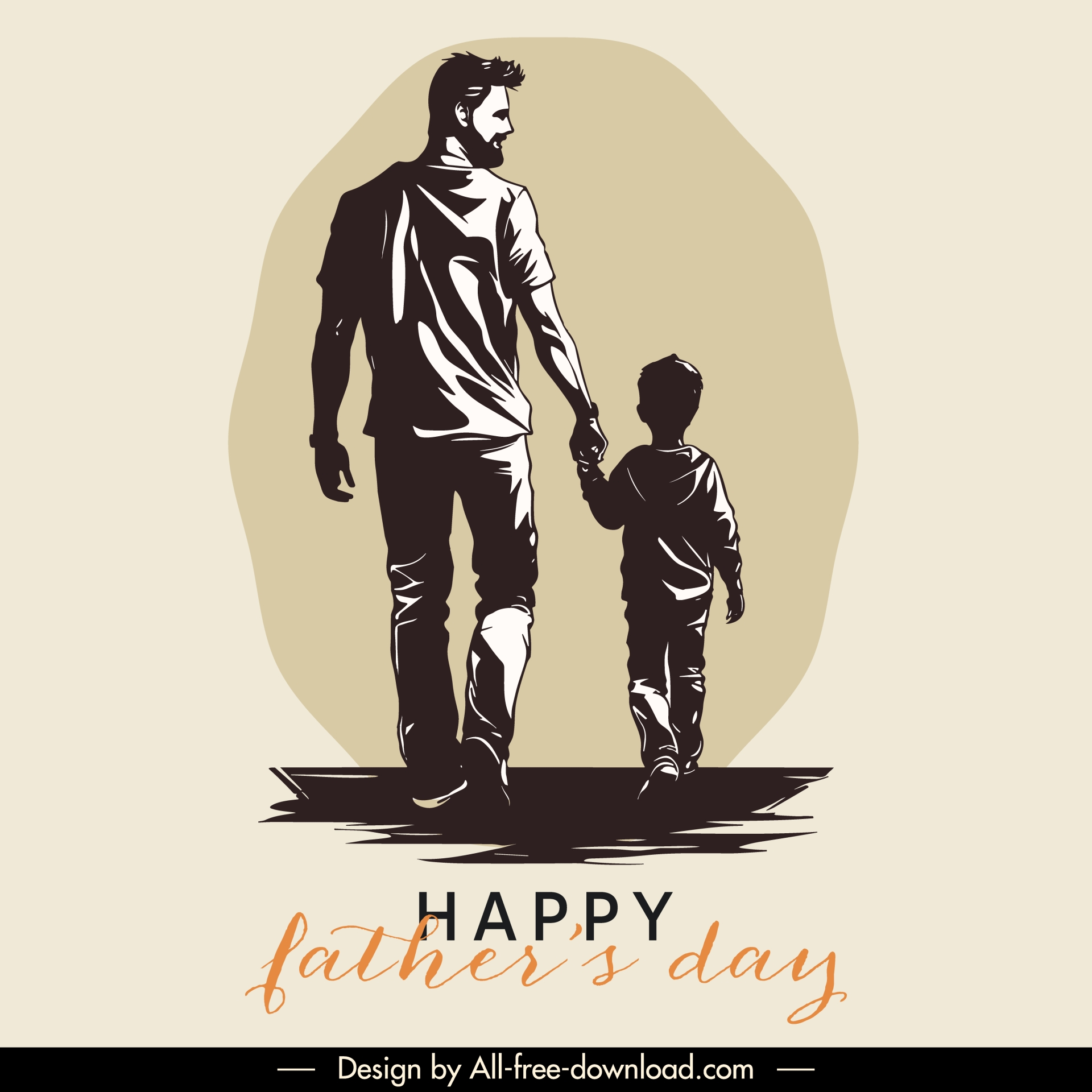 fatherday poster template dynamic handdrawn cartoon 