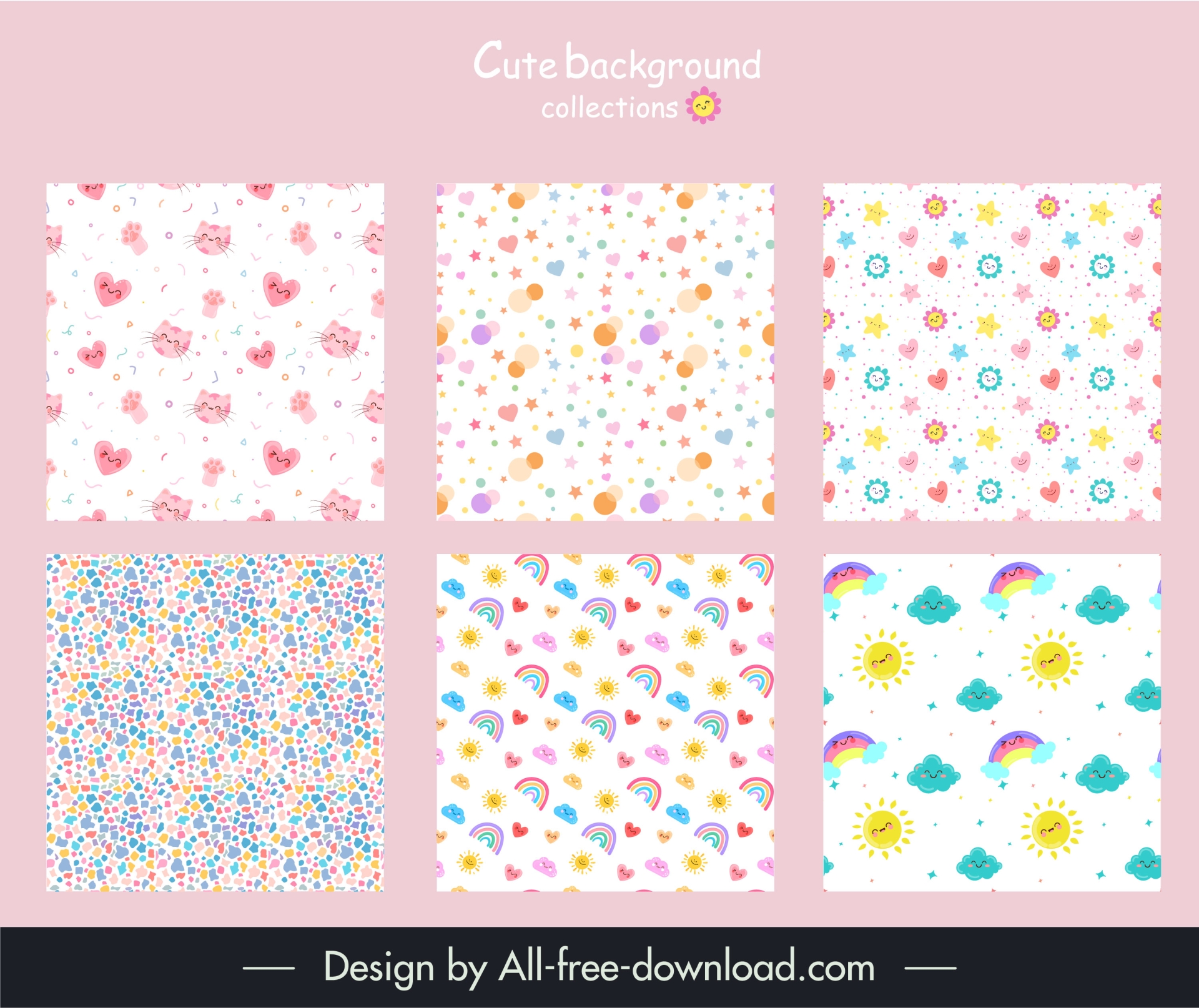 cute background templates collection fat repeating