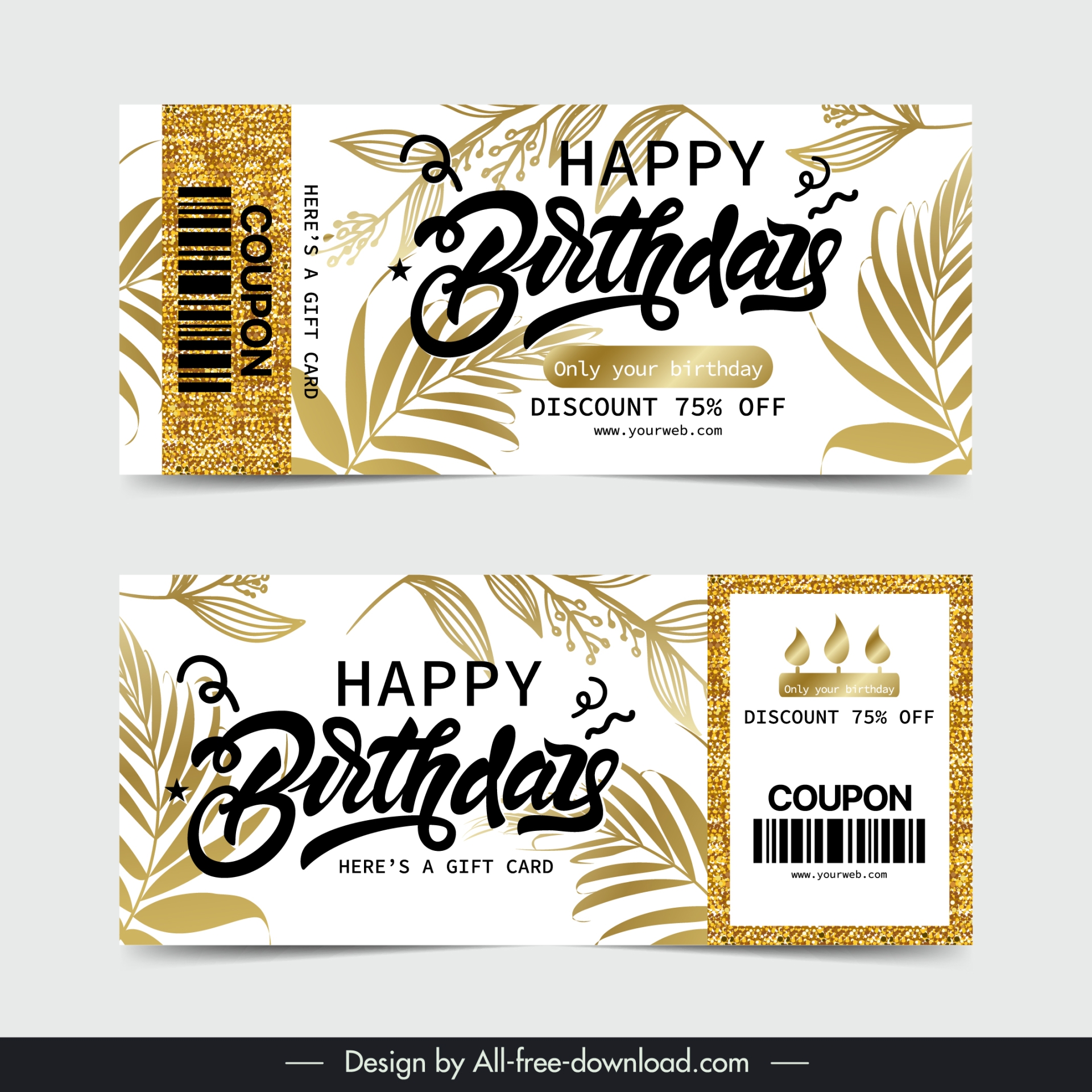 birthday voucher templates elegant leaves decor