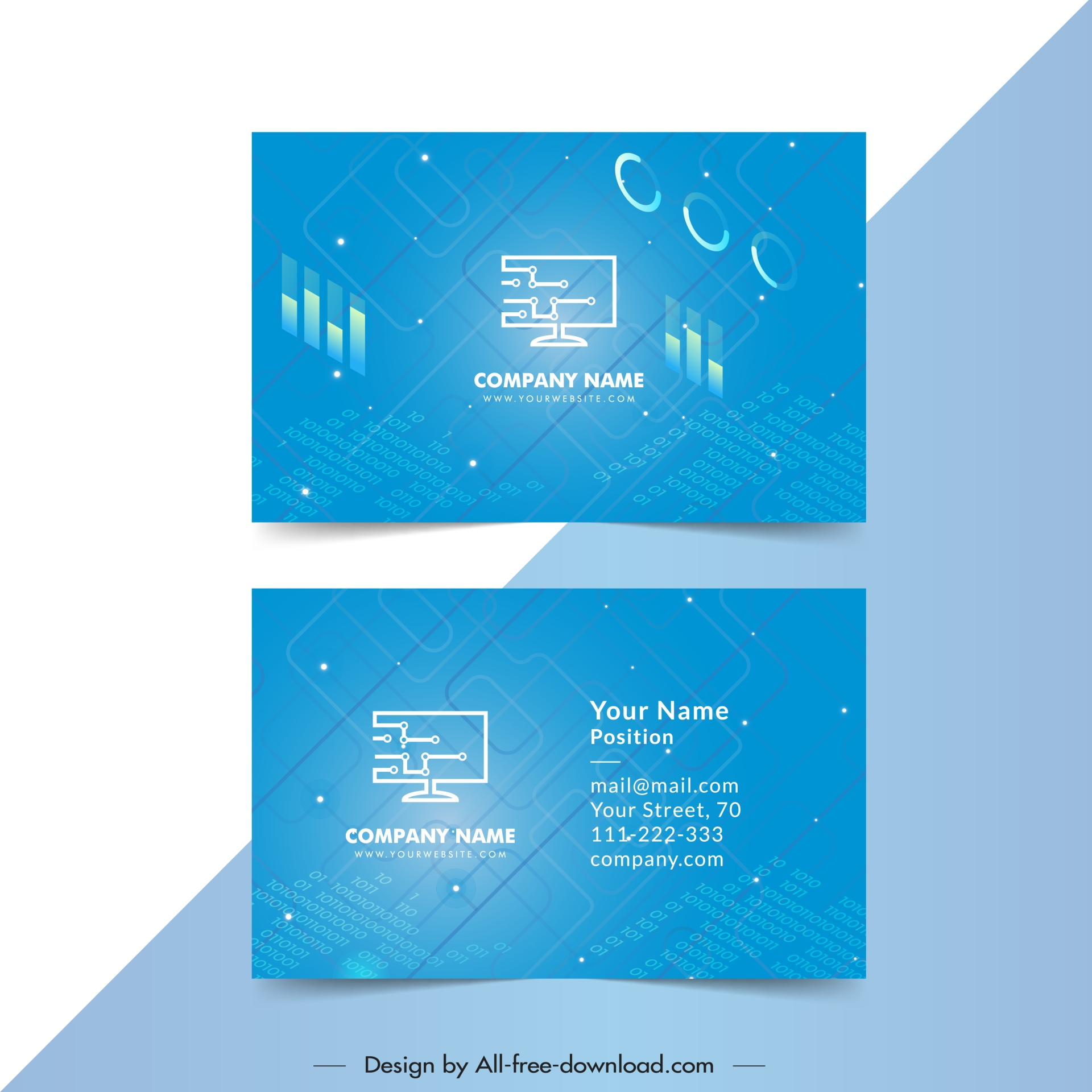 computer business card templates elegant computing elements decor