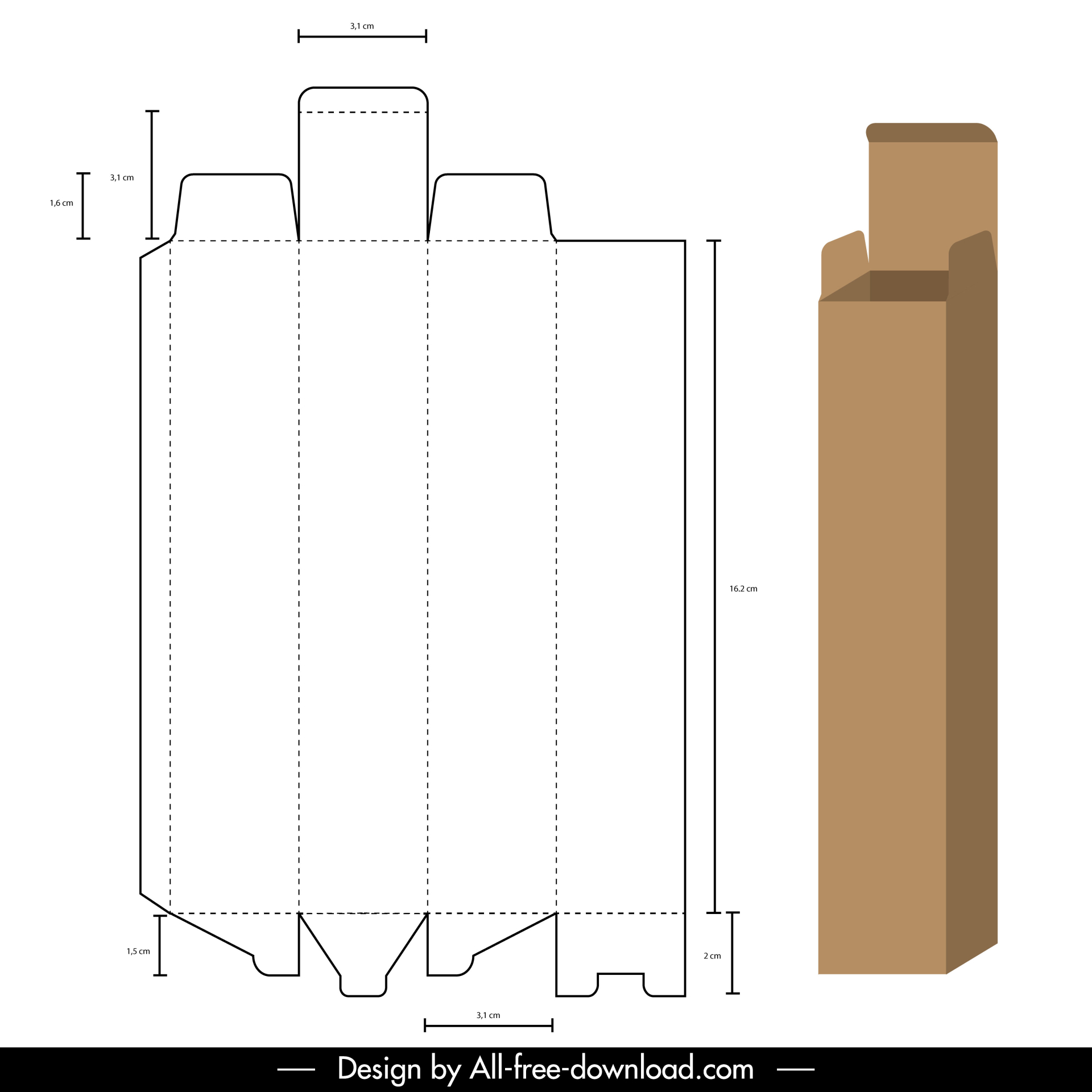 box packaging template flat 3d outline 