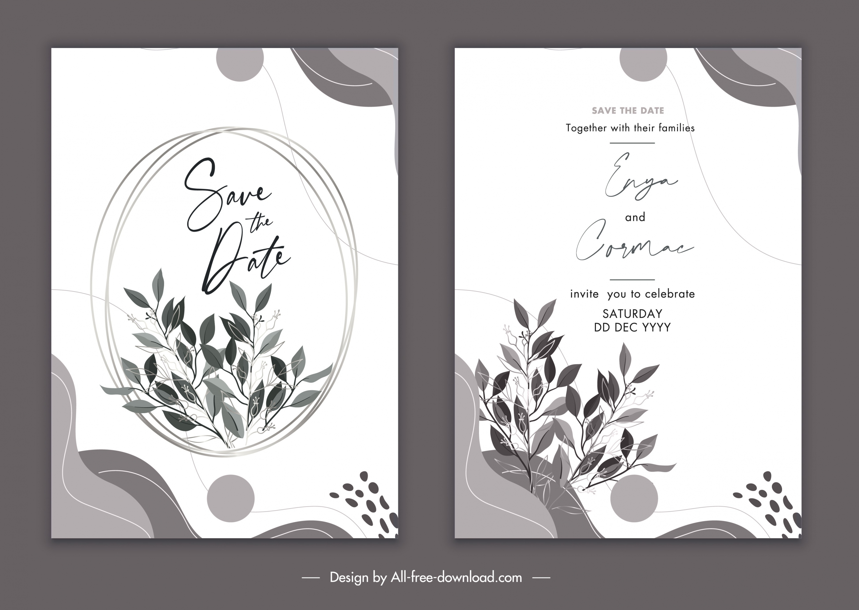 wedding card templates elegant classical leaves decor