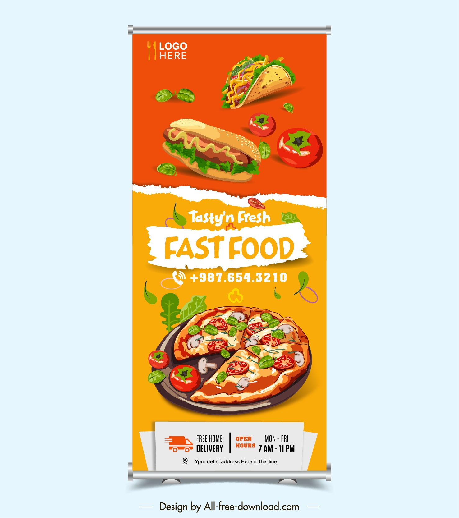 fast food restaurant banner vertical design