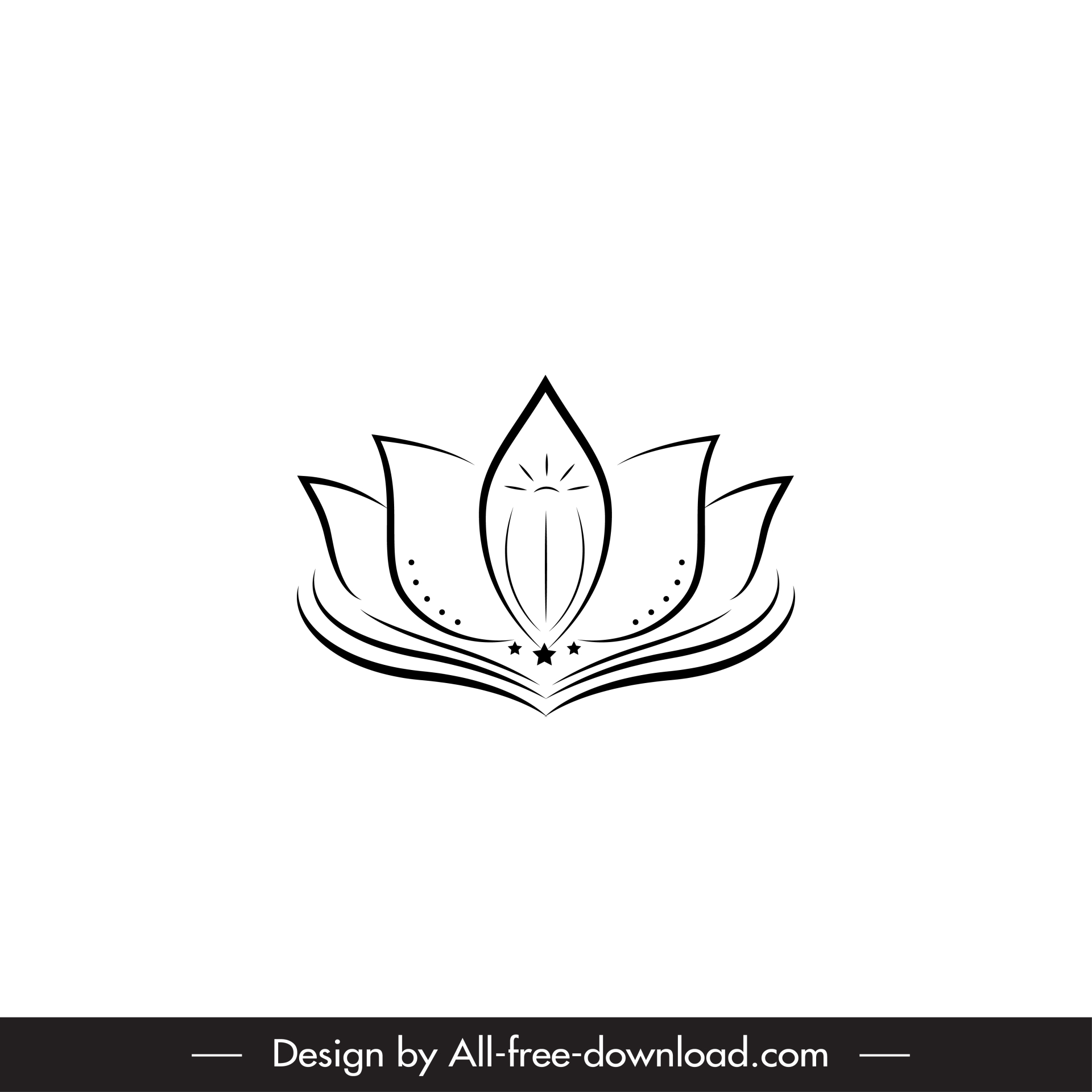 lotus logo template flat black white symmetric sketch