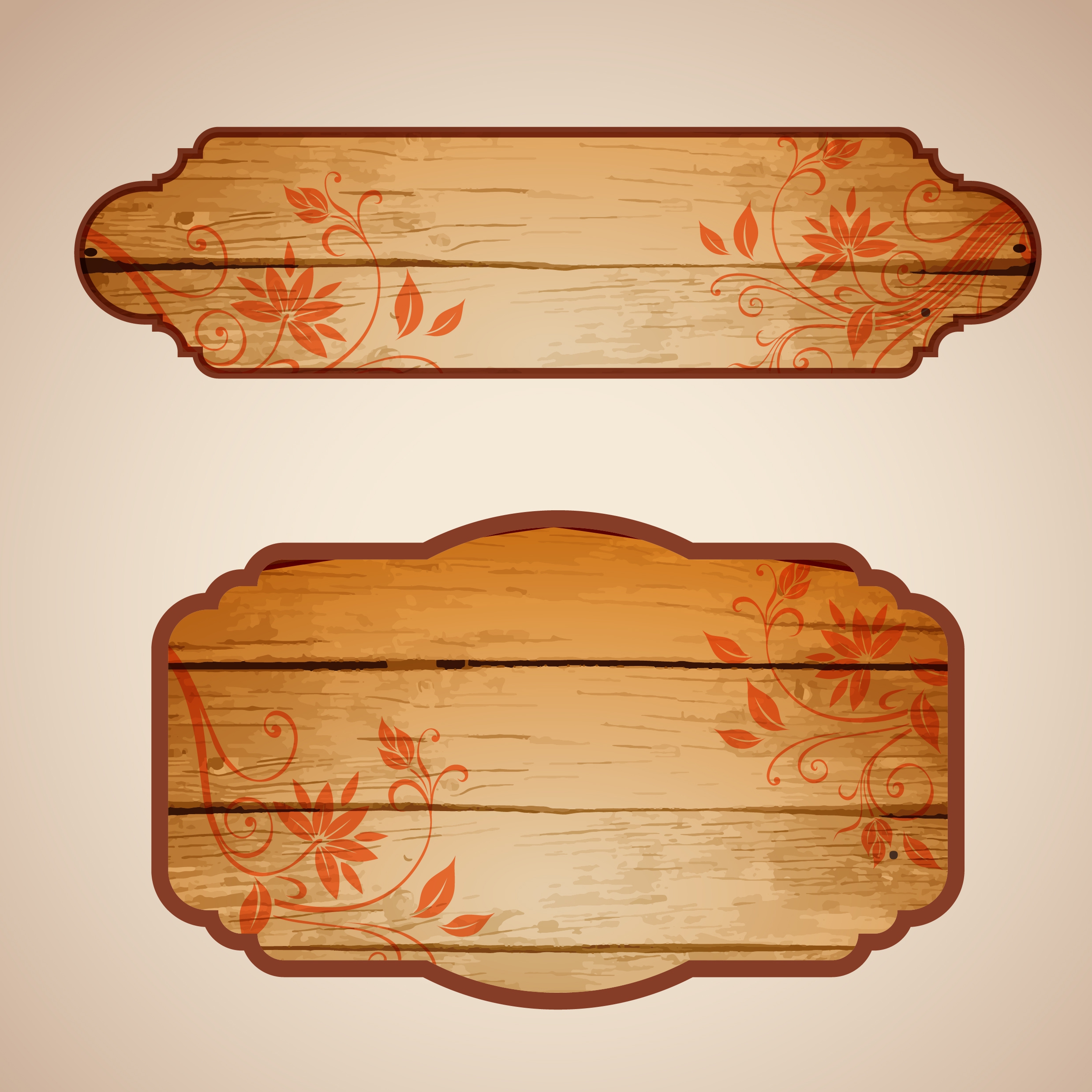 retro wooden signboard sets flowers pattern ornament