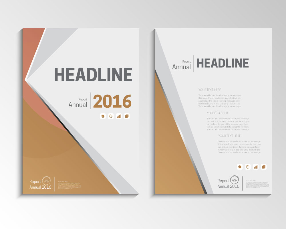 brown vector annual report brochure template design