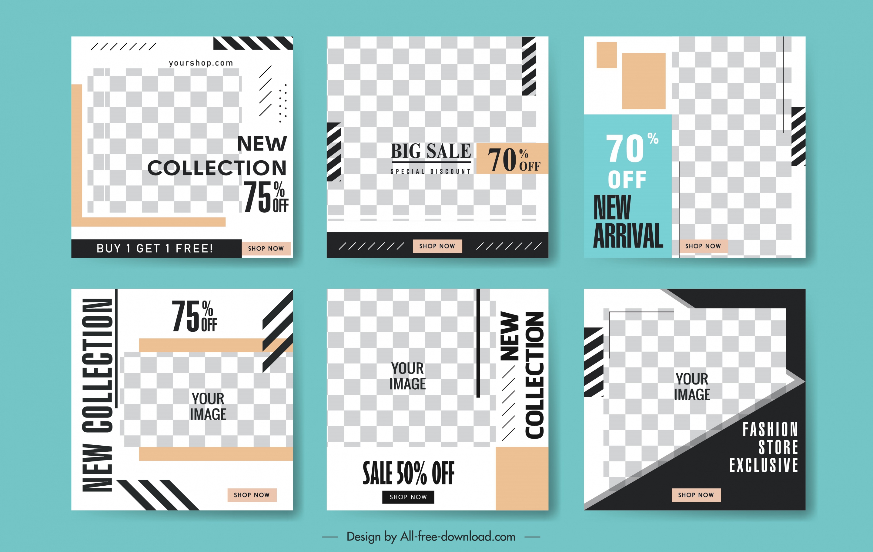 sales poster templates modern elegant checkered decor