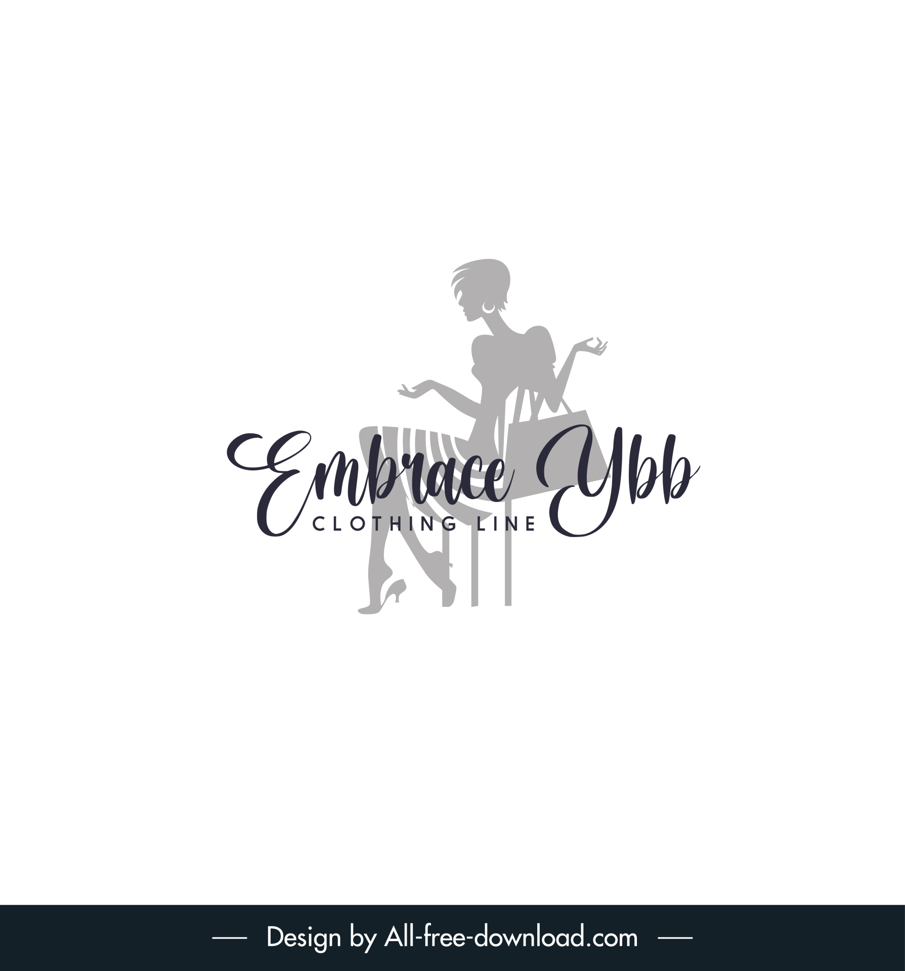 embrace ybb logo template woman silhouette texts decor 