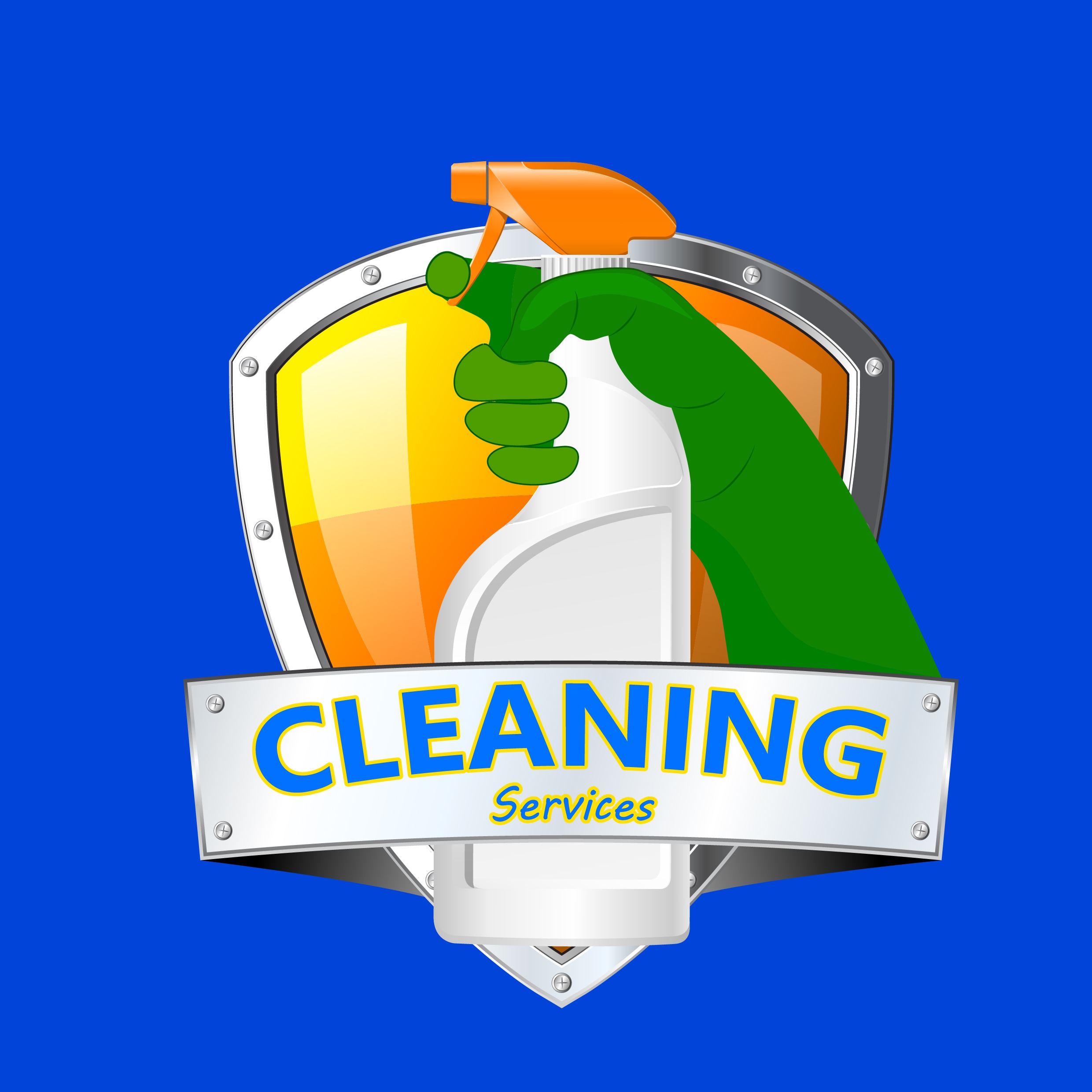 cleaning services advertising hand spayer shield icon ornament