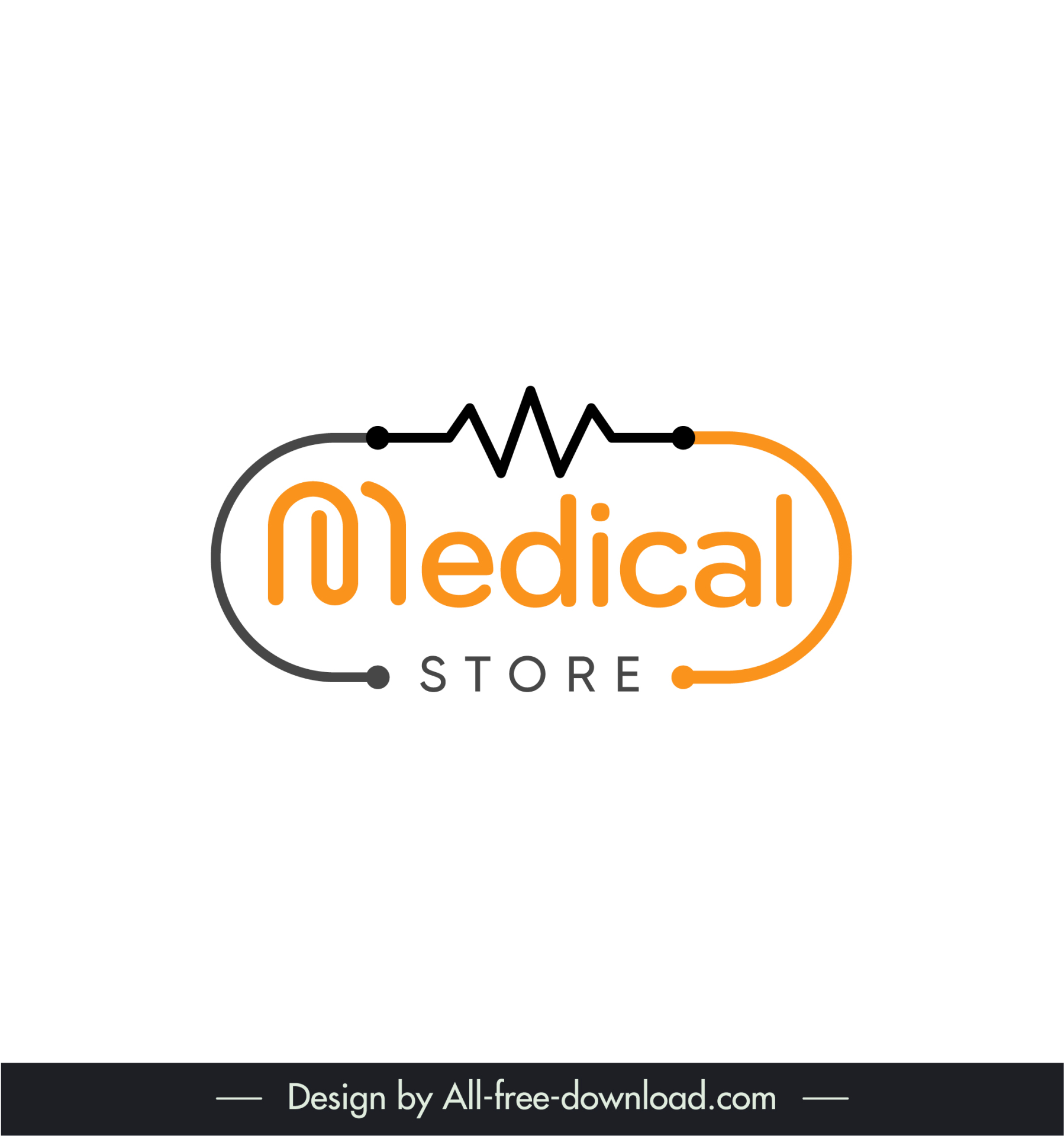 logo medical store template stetheoscope cardiogram sketch 