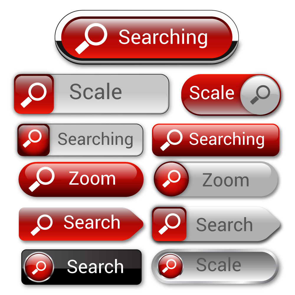 searching buttons set design with various shapes