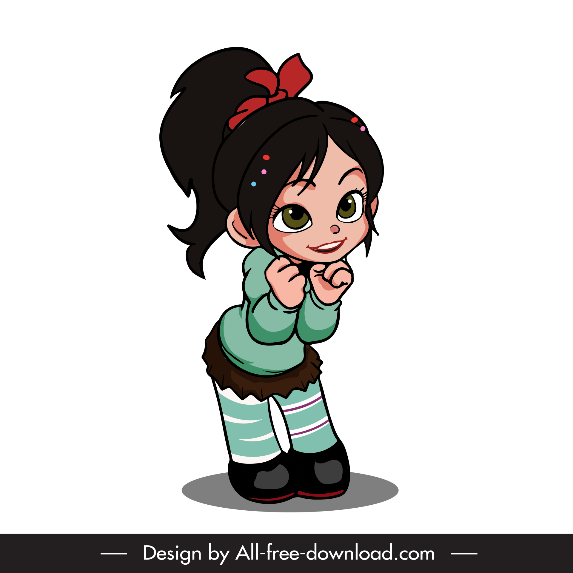 vanellope von schweetz cartoon character icon cute little girl sketch