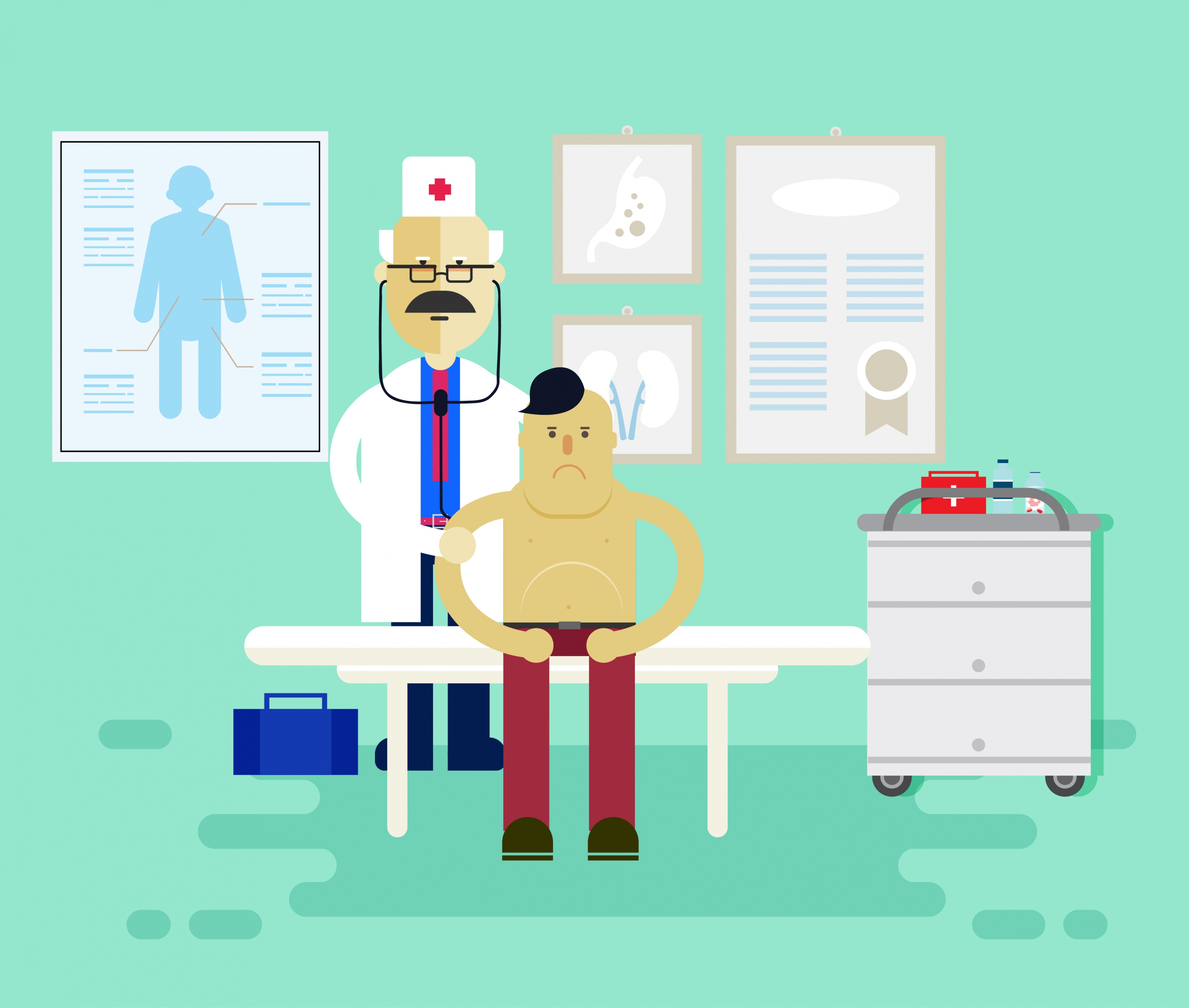 health care drawing doctor patient icons colored cartoon