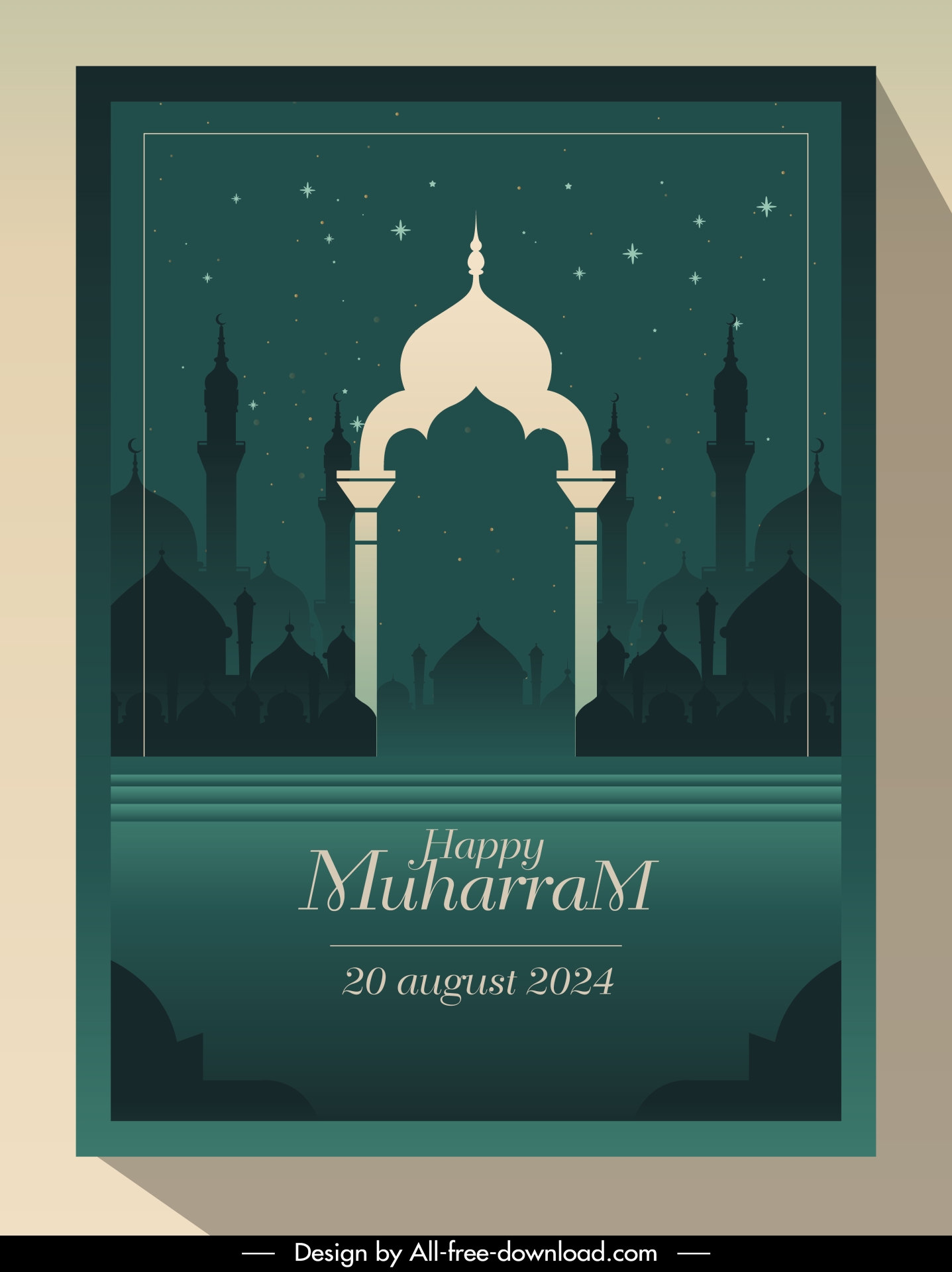 muharram poster template silhouette islamic architectures