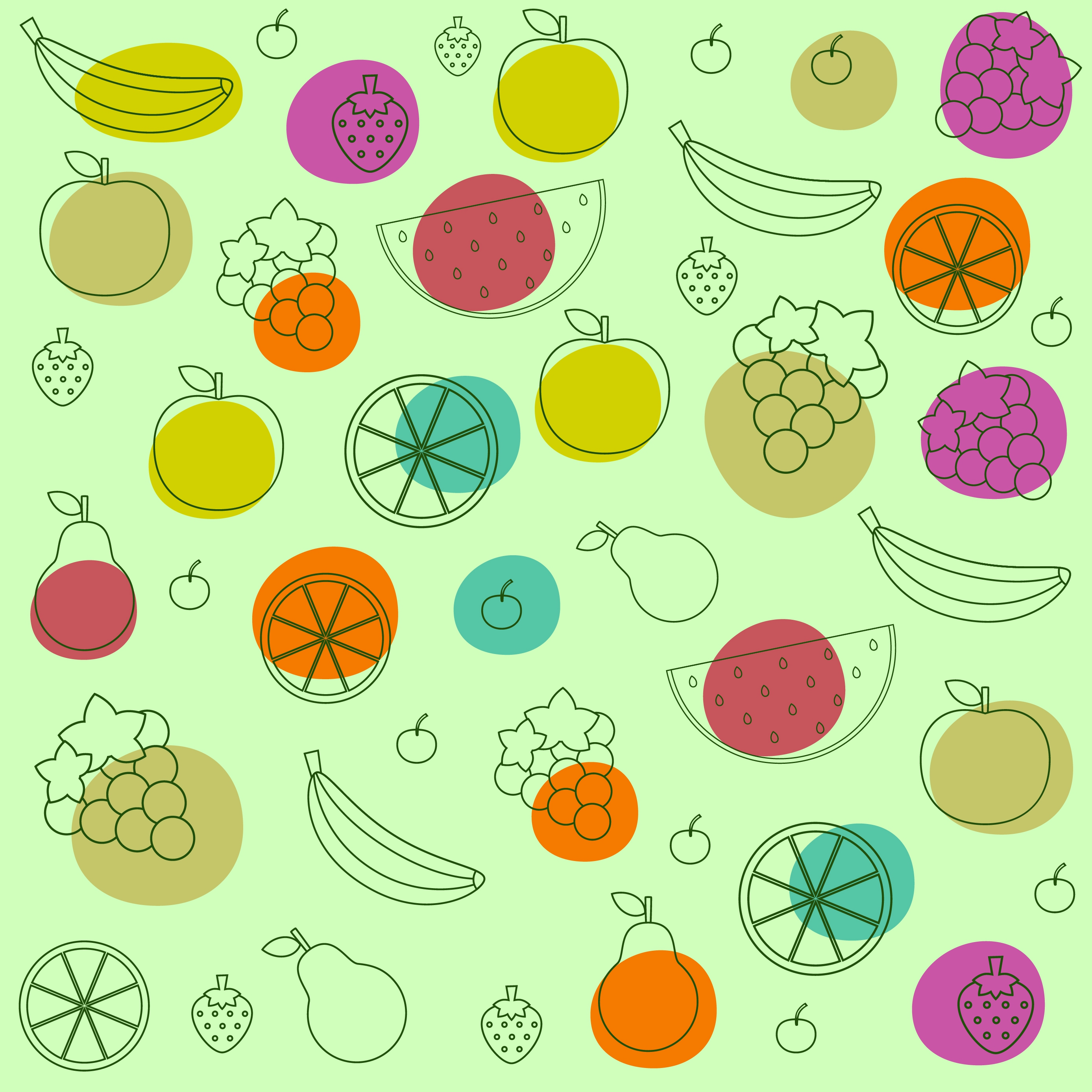 fruits background various colored types sketch