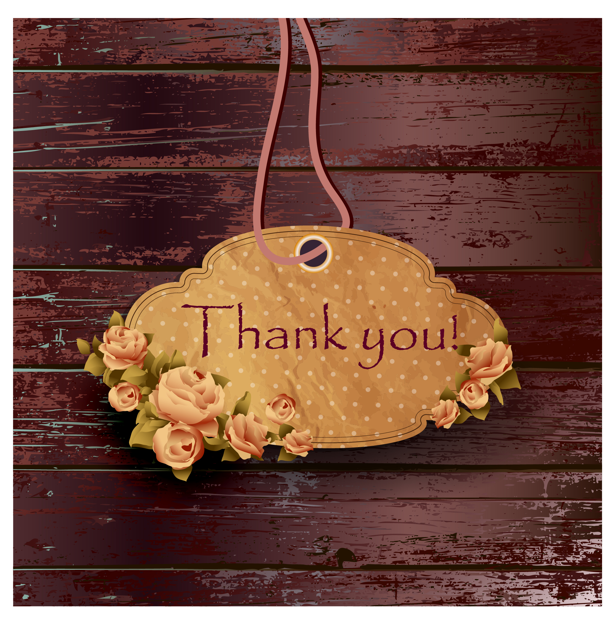 thank you flower frame on wood background