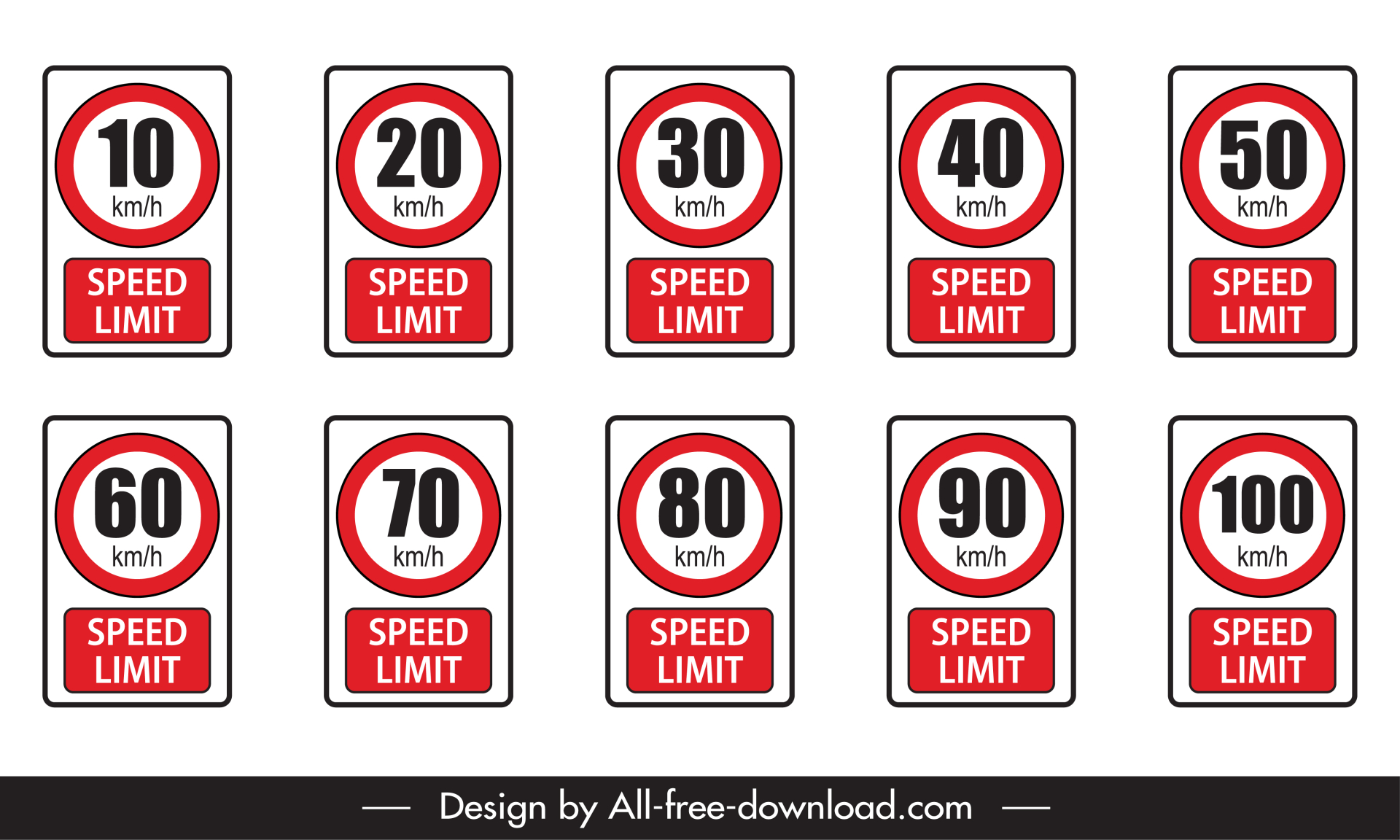 speed limit sign board templates flat geometric shapes outline 