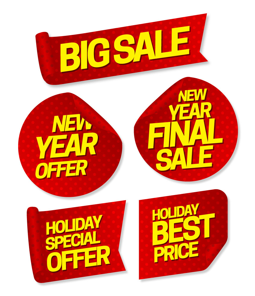 big sale promotion banners sets on various shapes