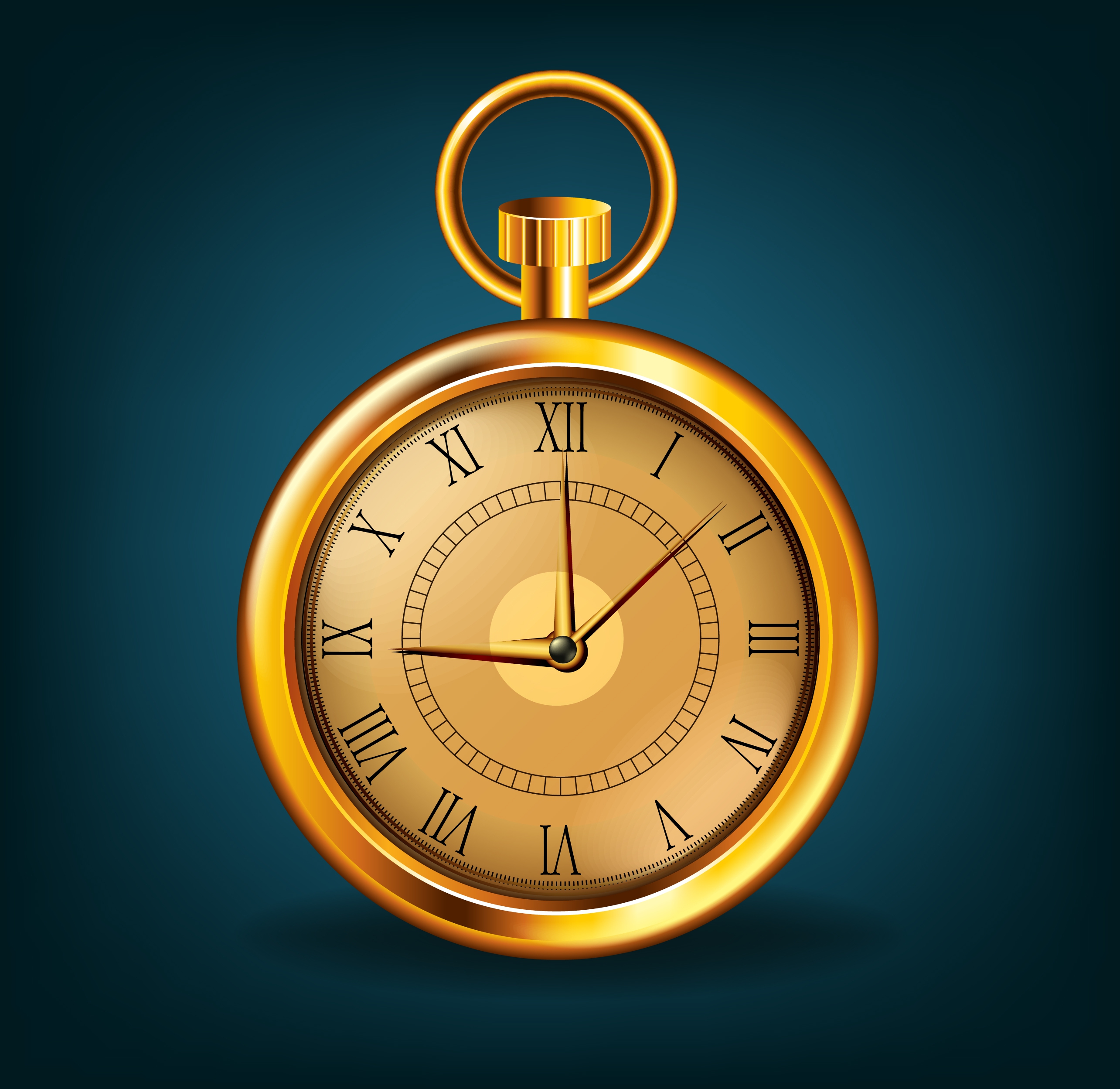 shiny golden clock icon classical portable design