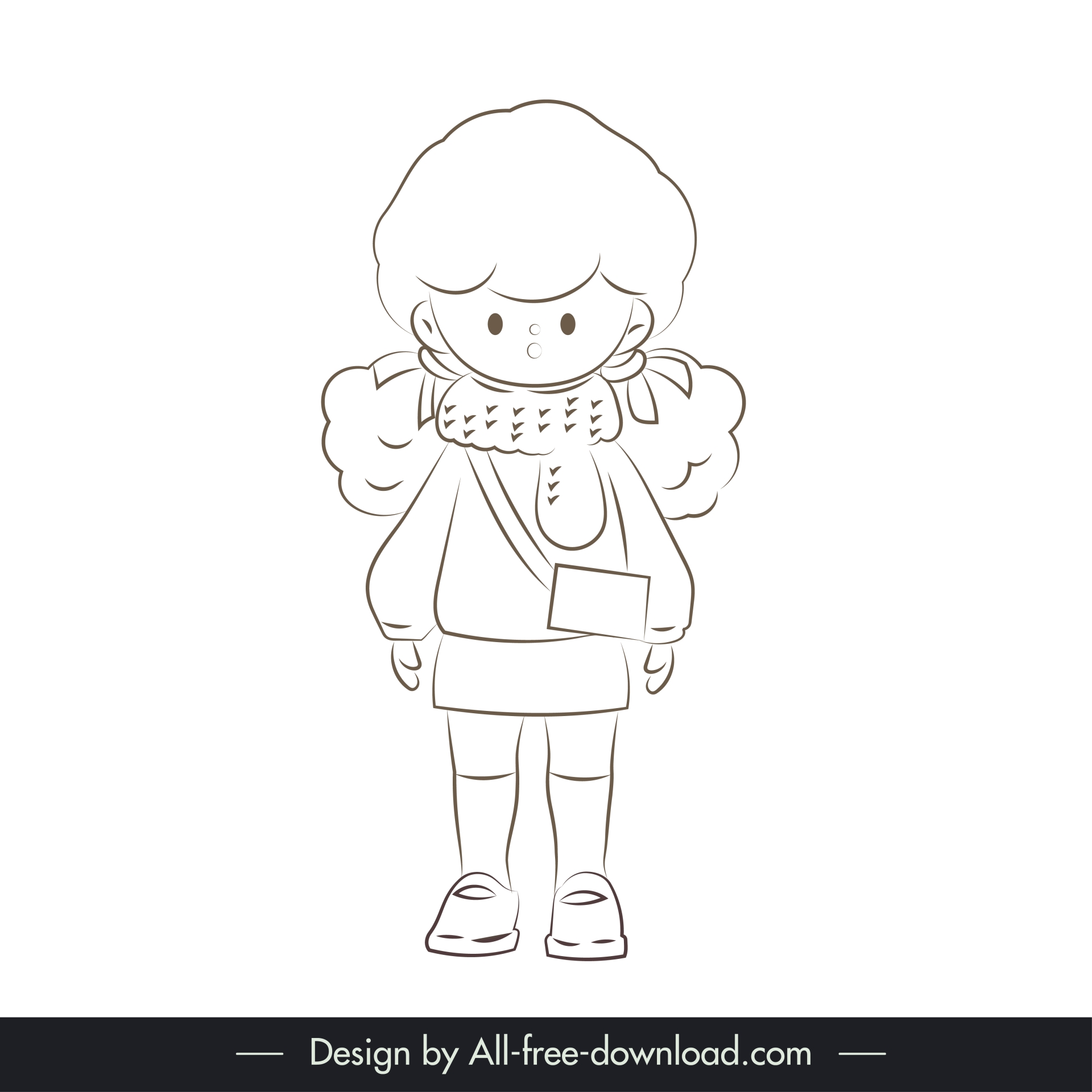 childhood design elements cute cartoon girl character  outline 