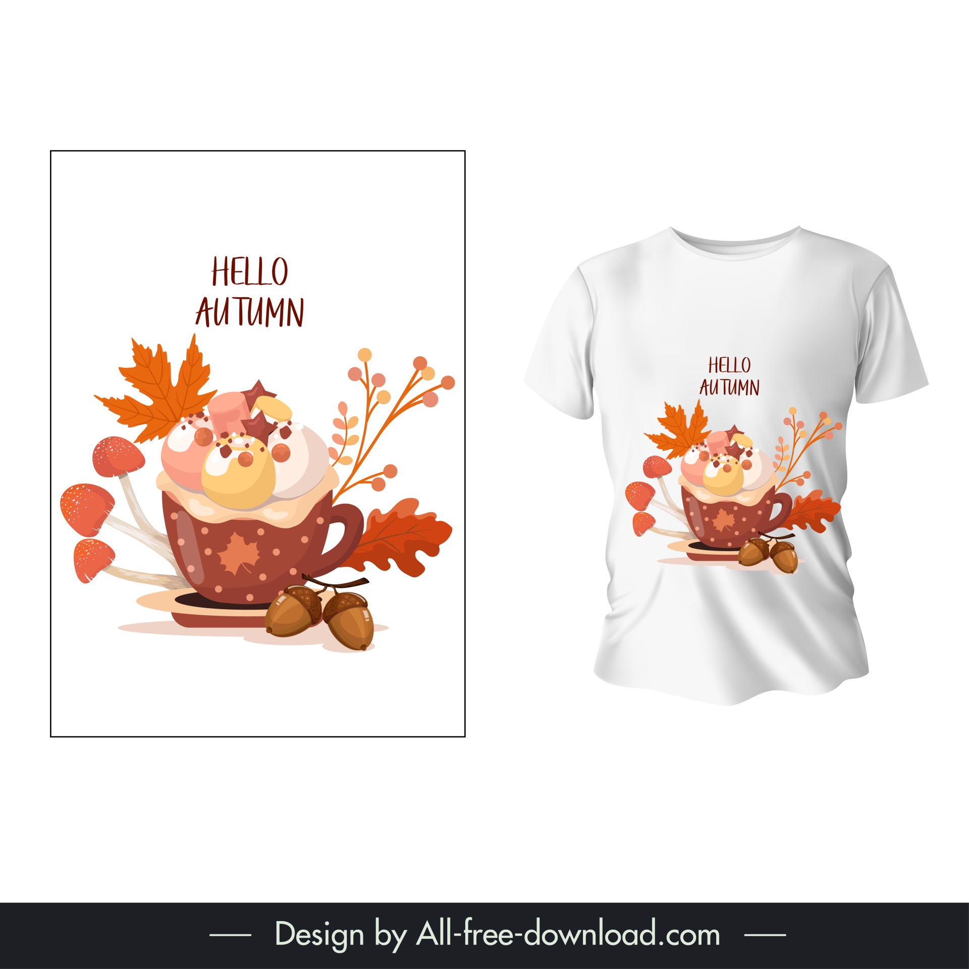 autumn t shirt template cute nature elements 