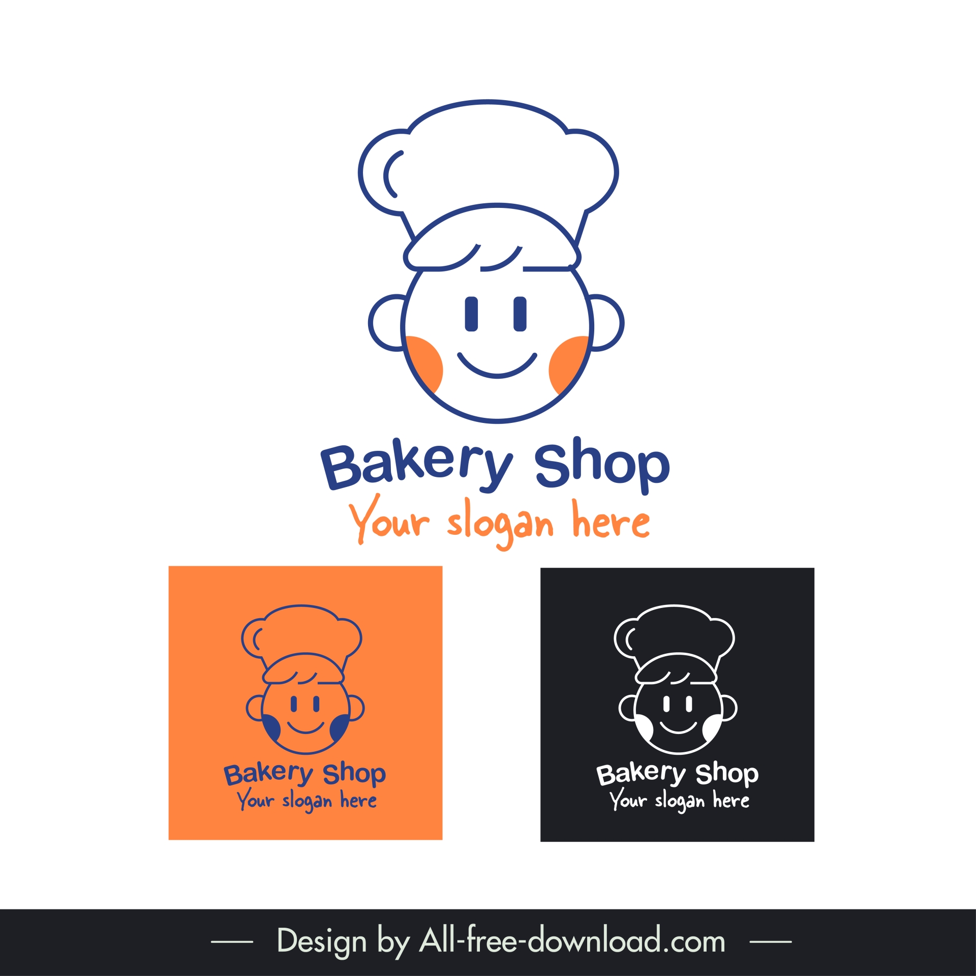 bakery logo cute handdrawn cook face