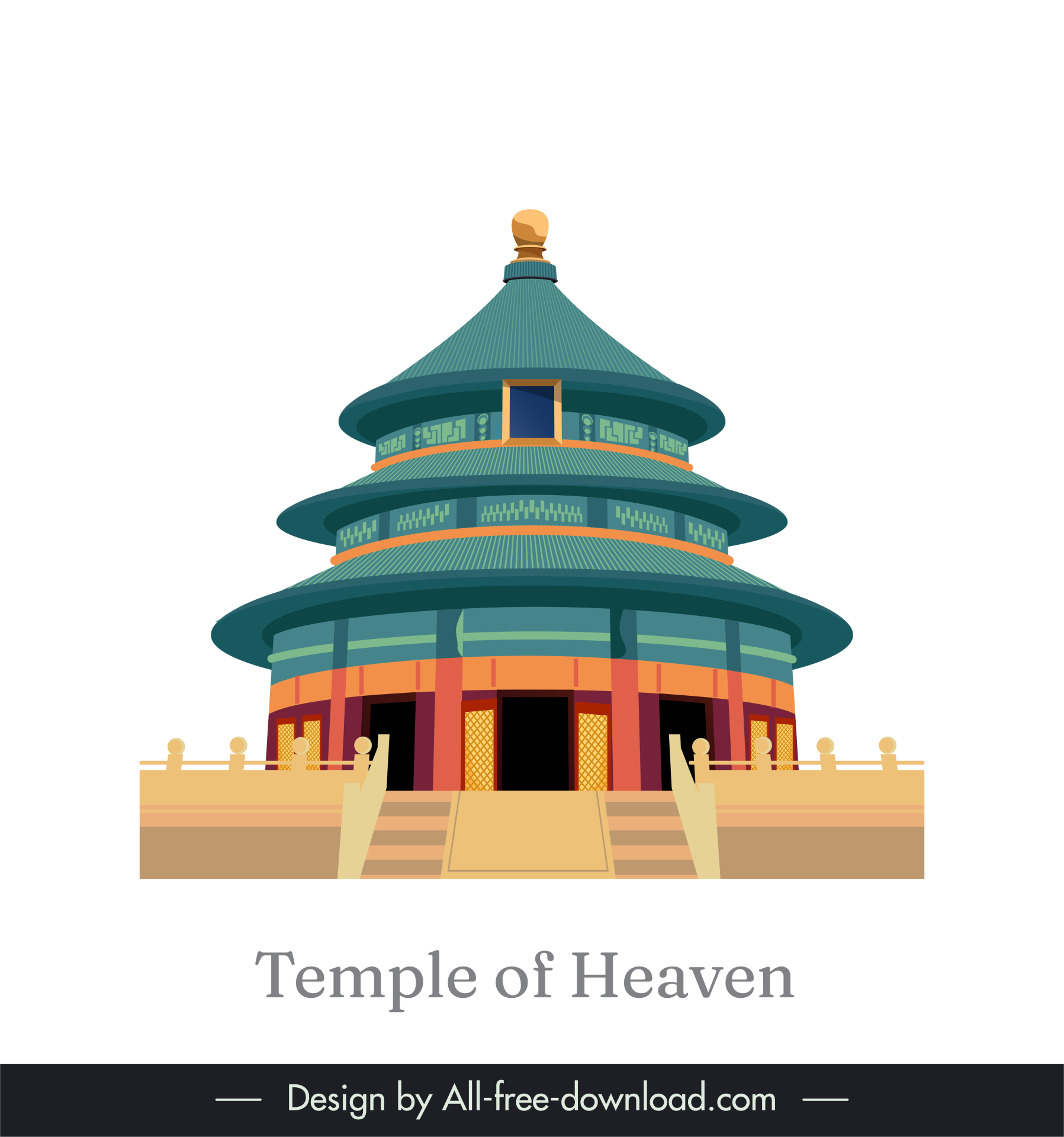 temple of heaven chinese traditional architecture icon classical symmetric outline 