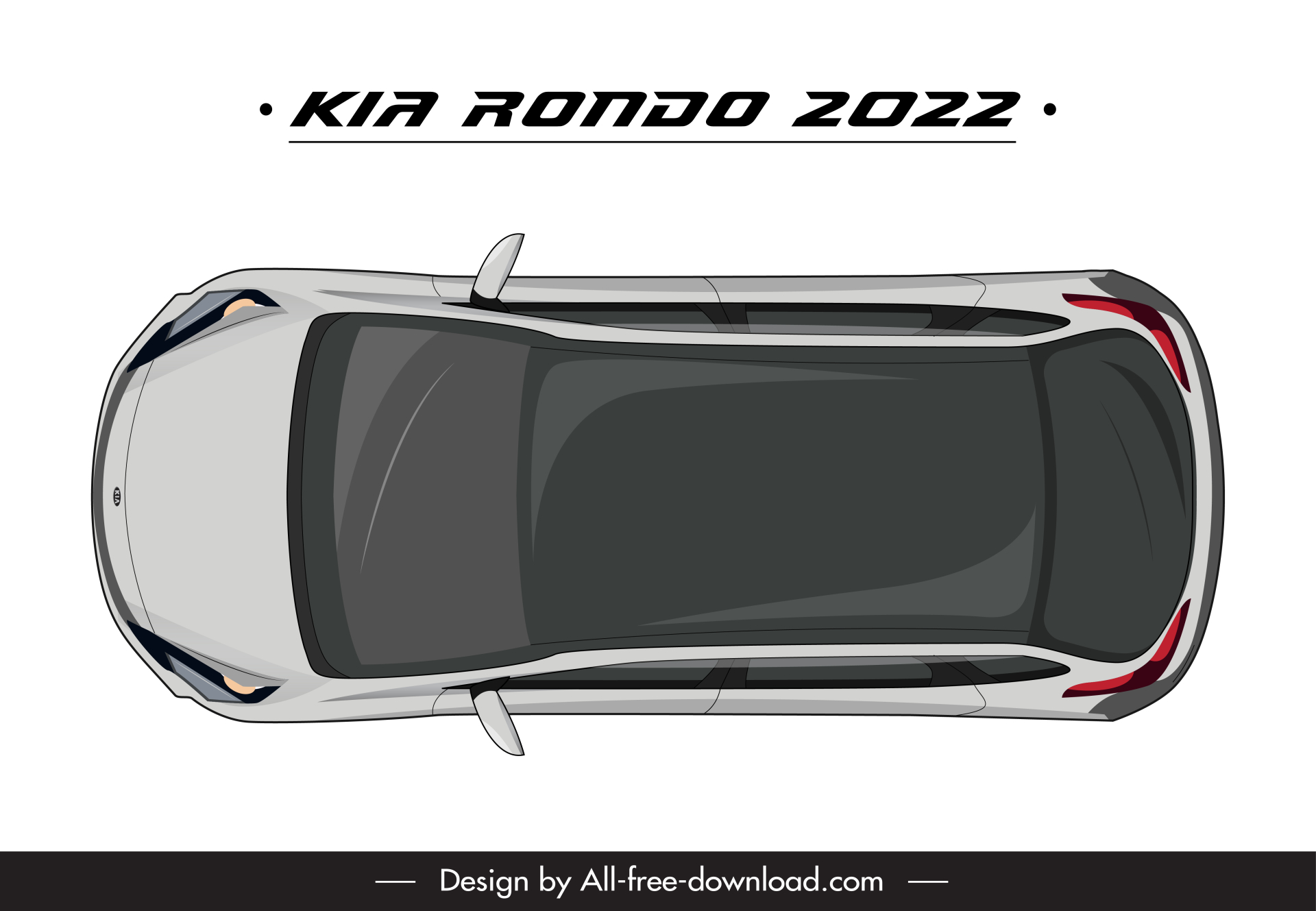 kia rondo 2022 car model advertising template modern symmetric top view design 