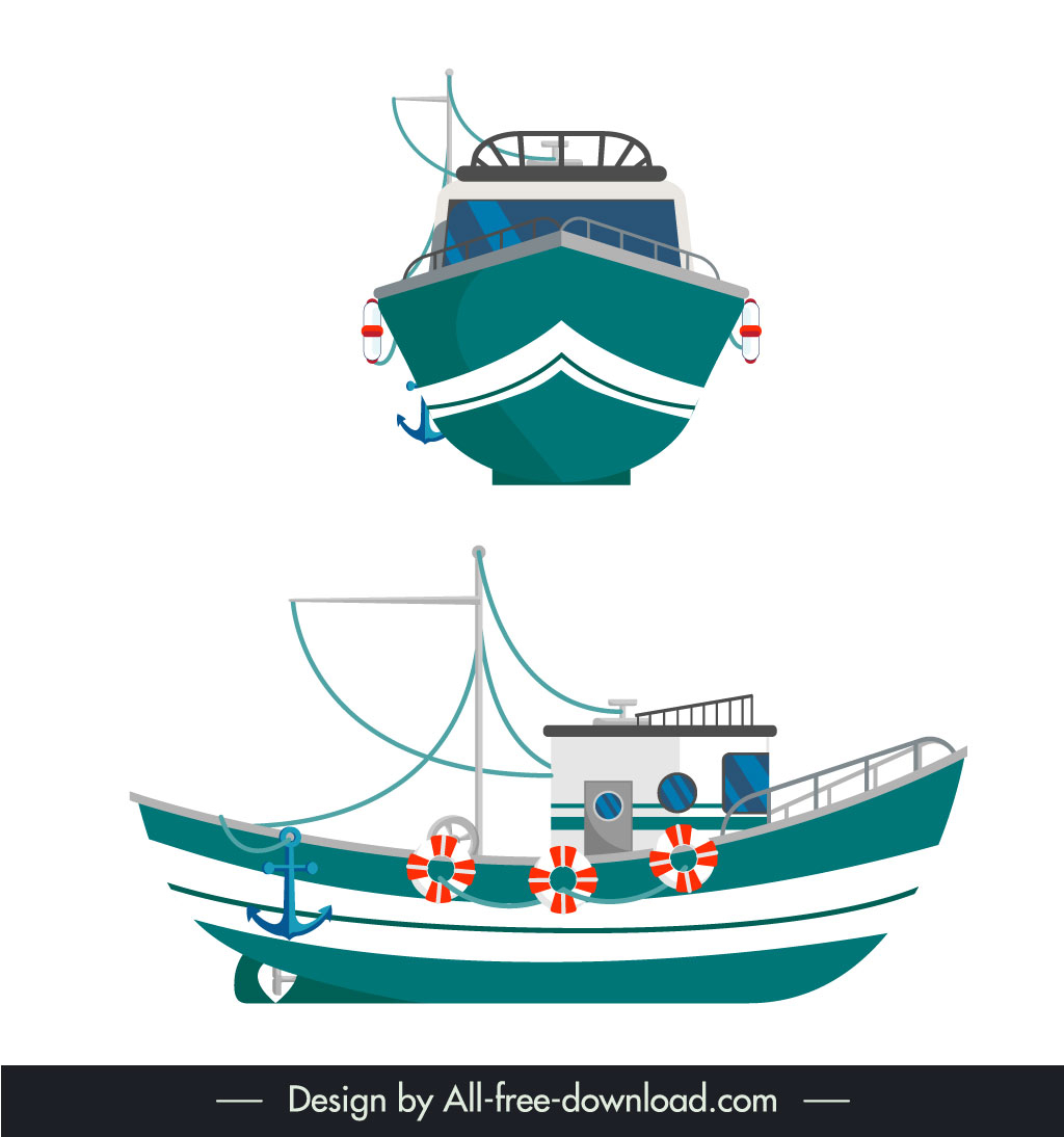 boat icons front side view sketch