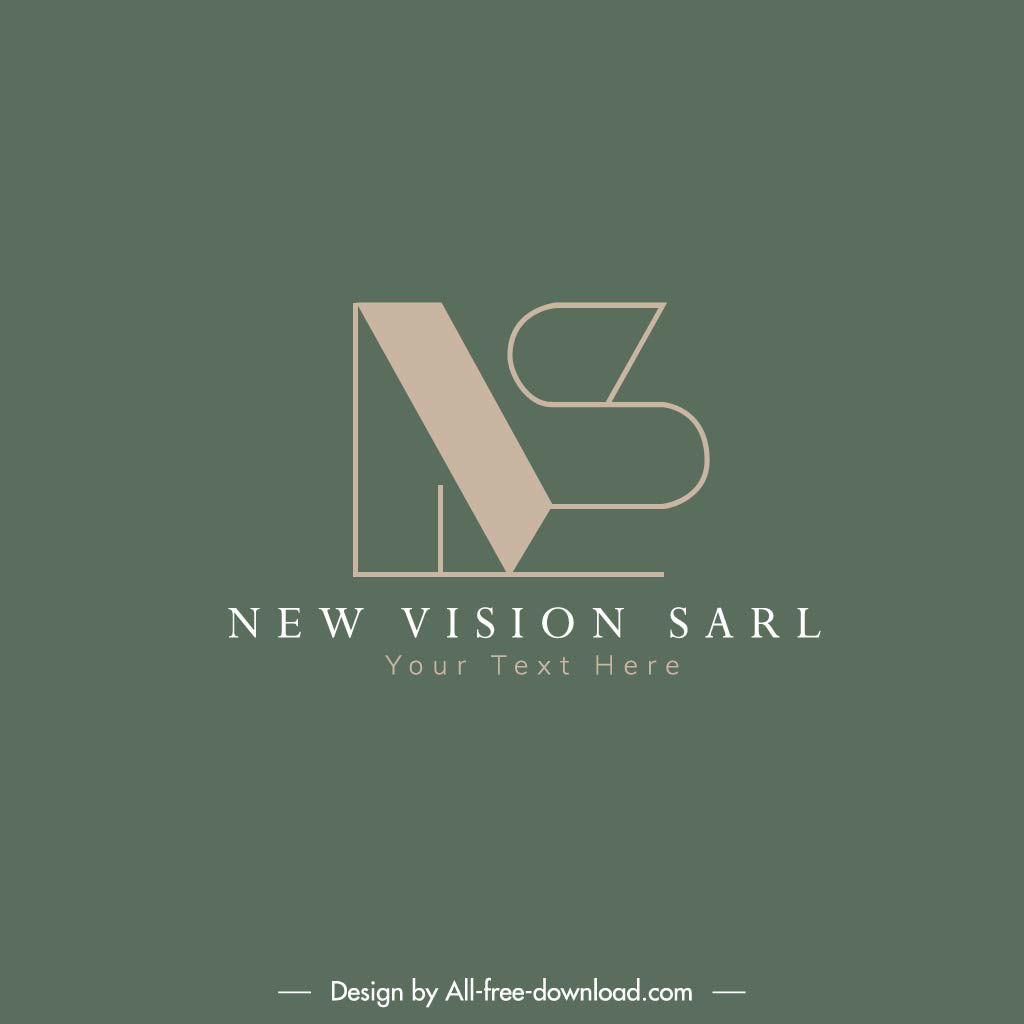 new vision sarl logotype stylized n s texts sketch