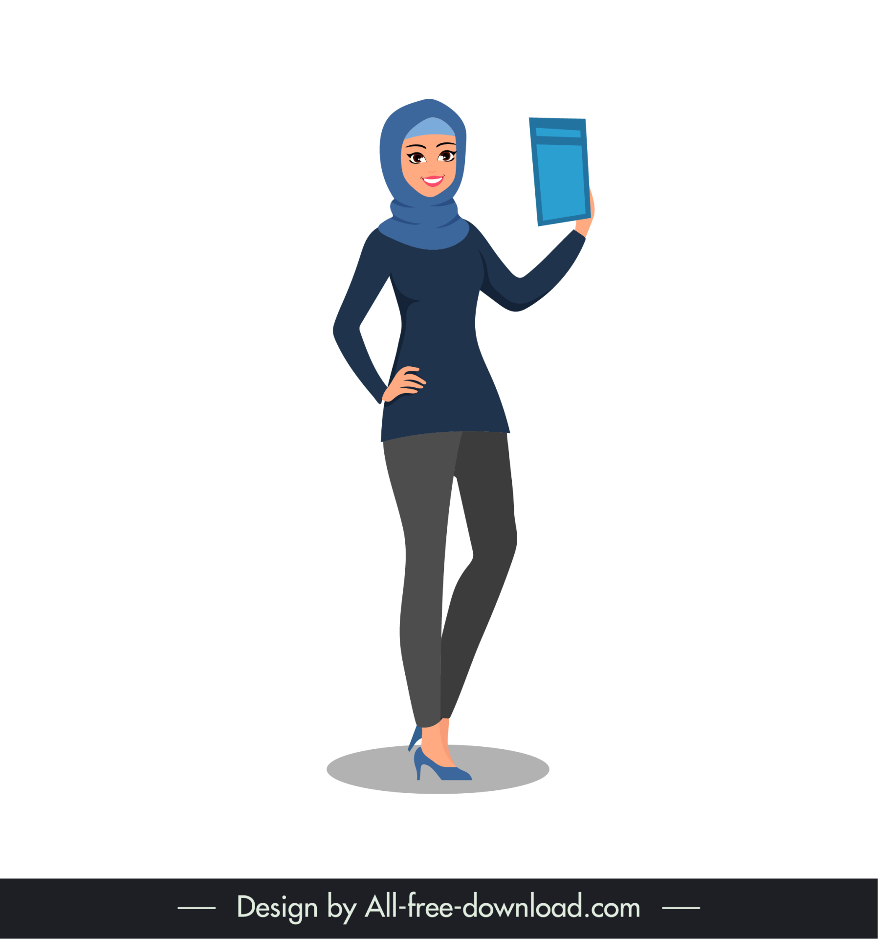 islamic lady icon dynamic cartoon character outline