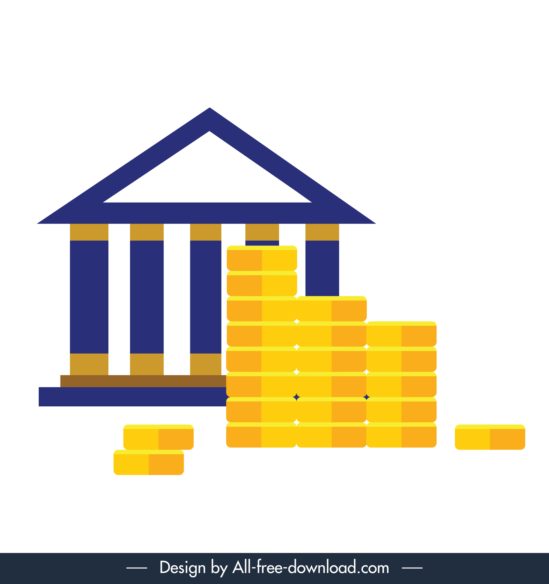 bank finance design elements coins building sketch