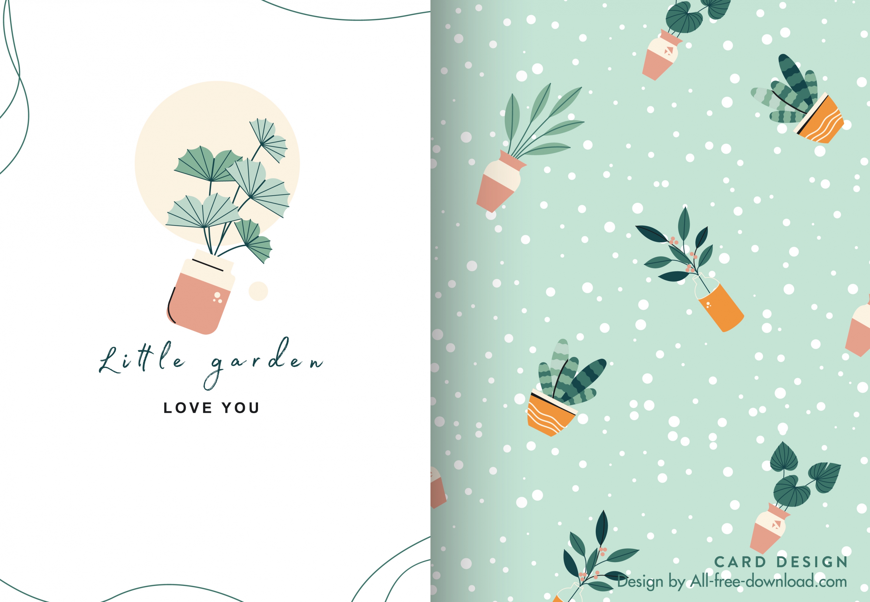 card template cute flat houseplants decor