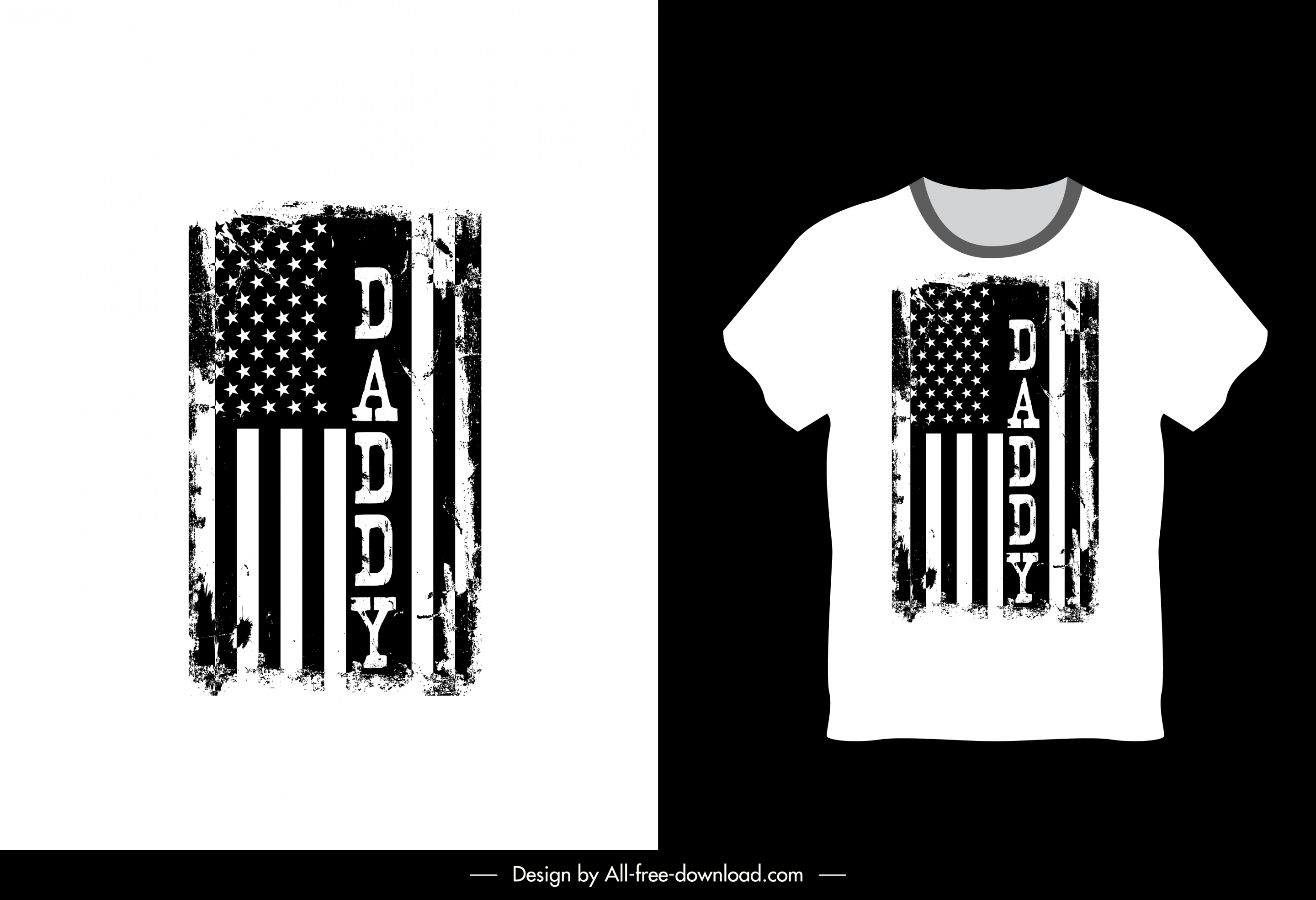 t shirt template usa flag sketch black white grunge