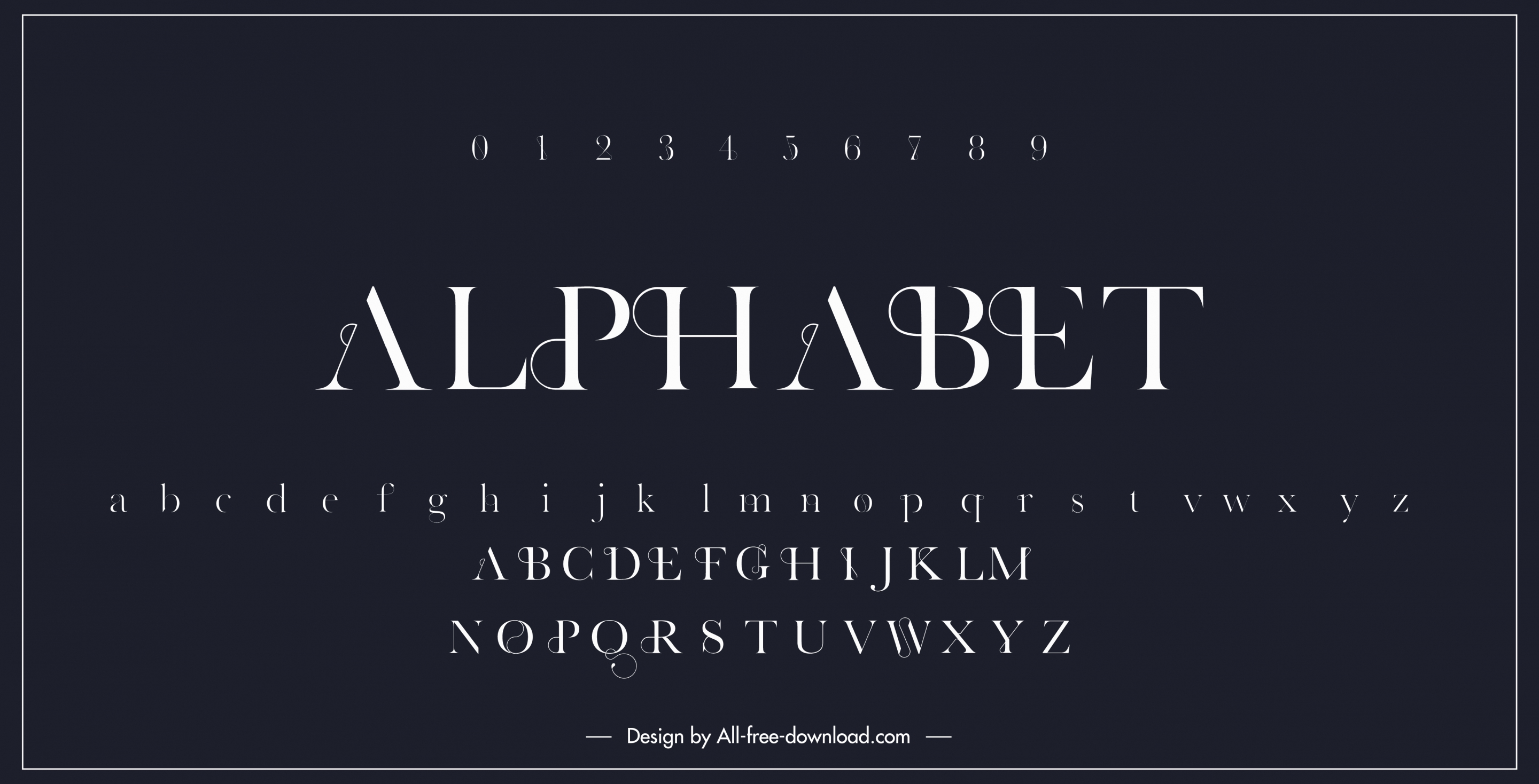 alphabet background template modern dark black white design