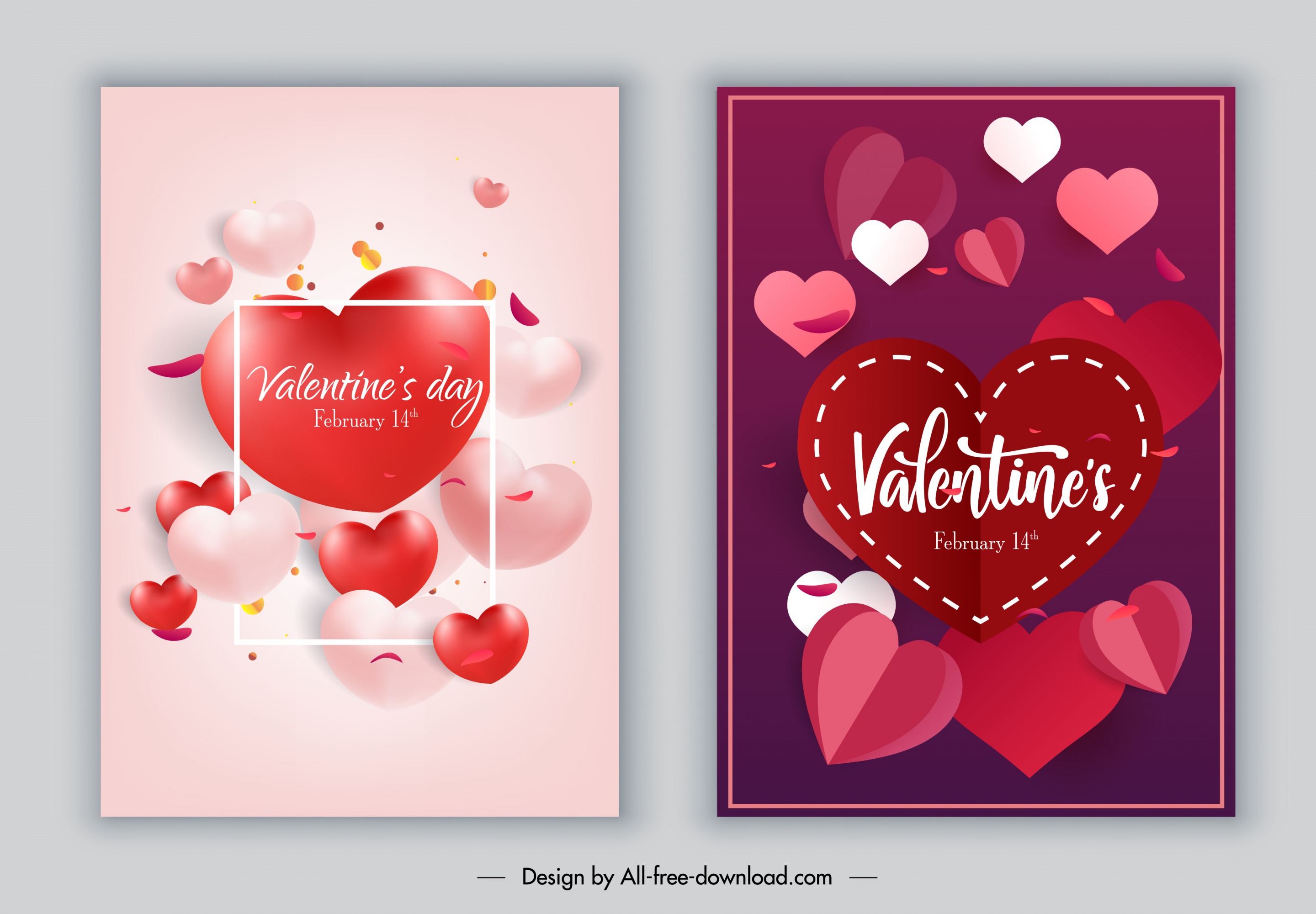 valentines card cover template colorful heart shapes decor